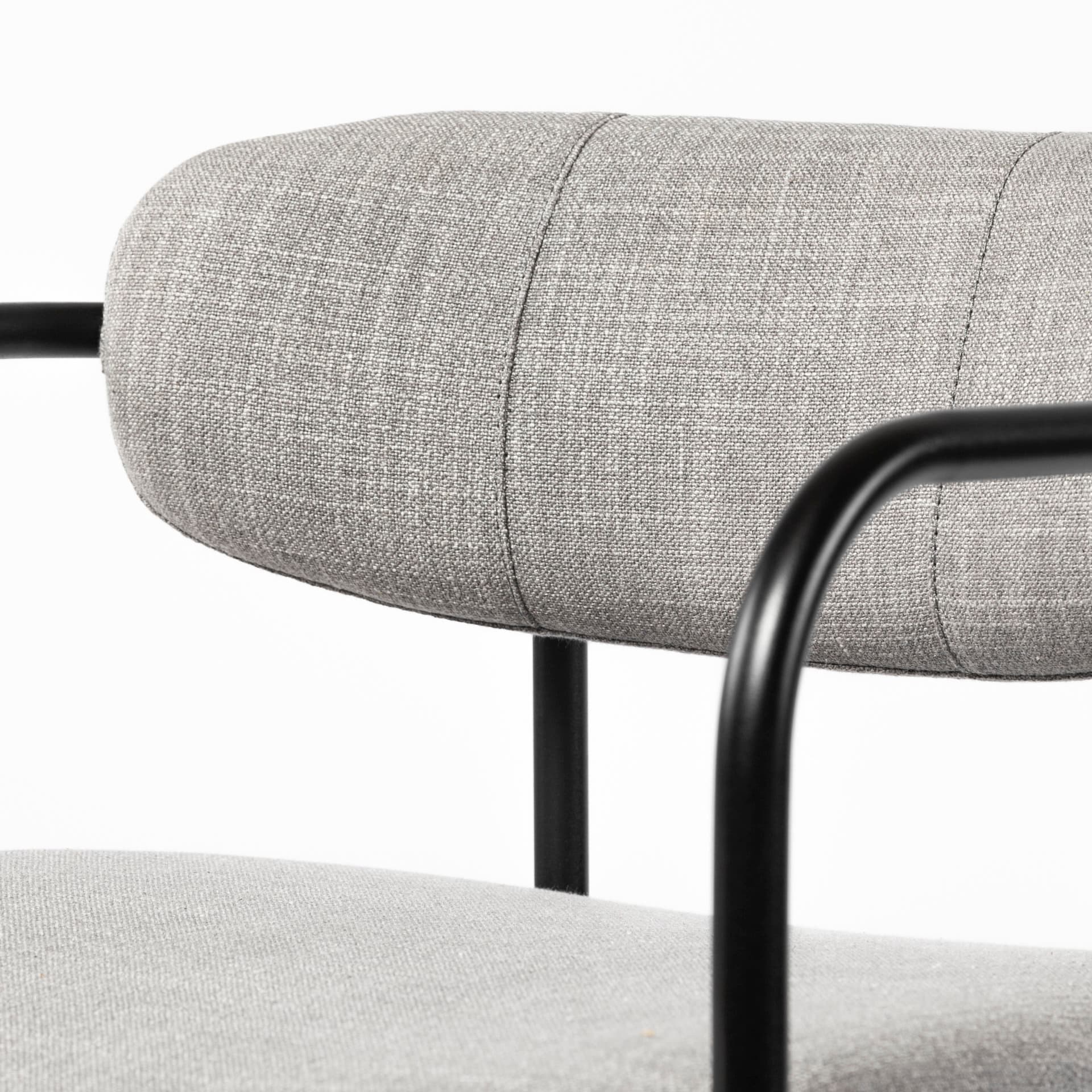 Parker Low Back 30.25in Seat Bar Stool | Gray Fabric w/ Black Metal — product photograph