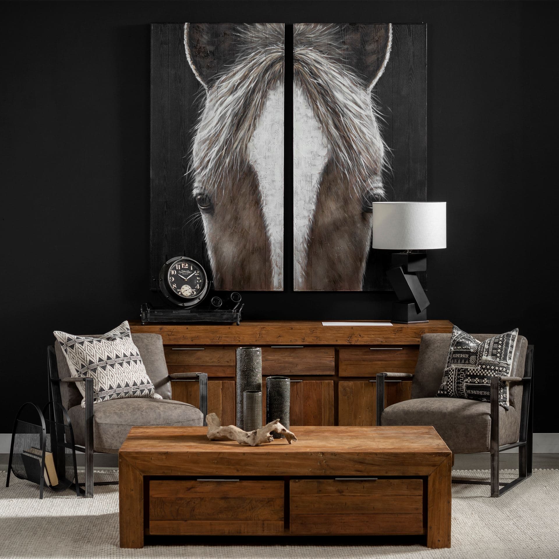 Kona II Medium Black/Gold Ceramic Vase — in a styled room