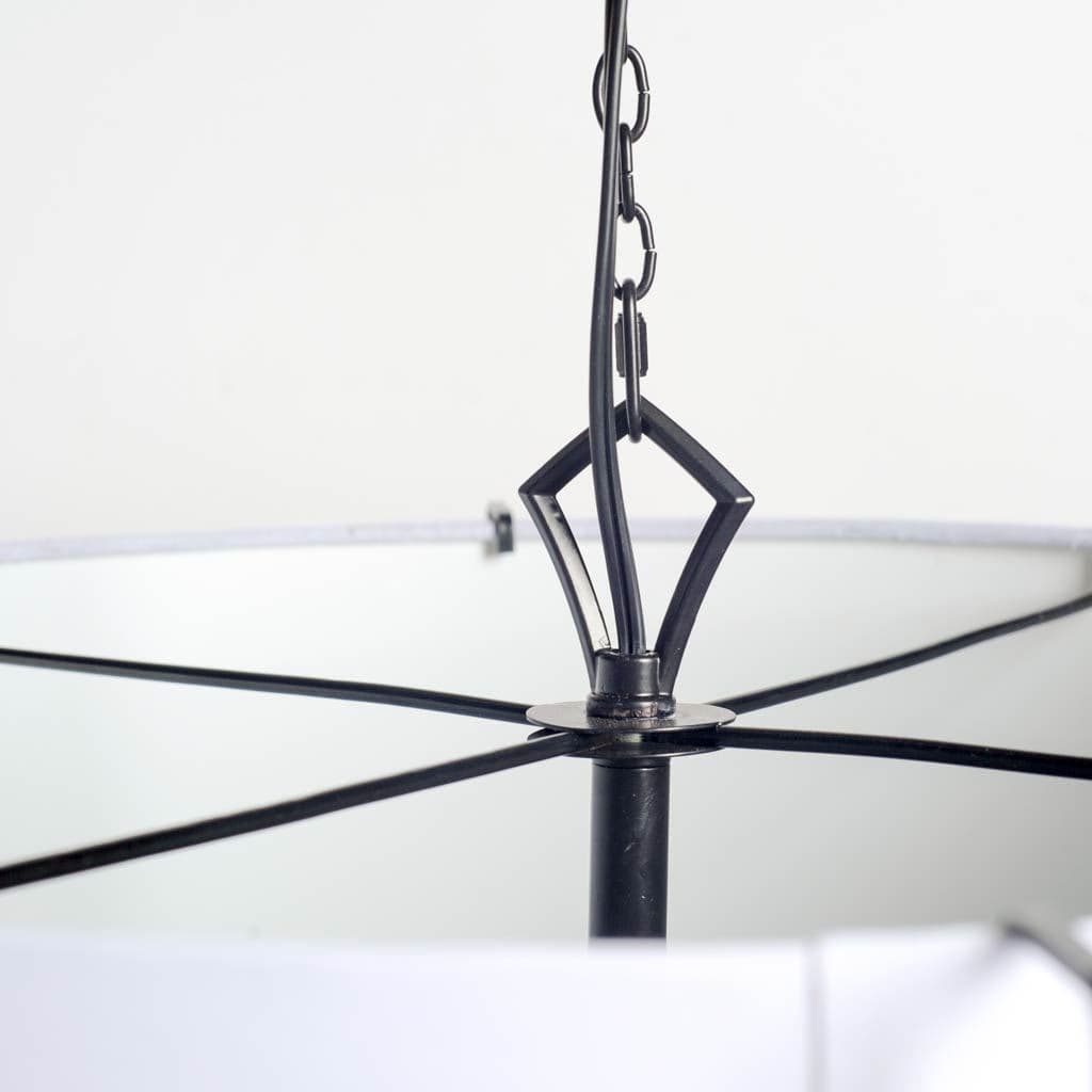 Brasseur I (26"x15") Charcoal Black Metal Fish Scale Three Bulb Chandelier — product photograph