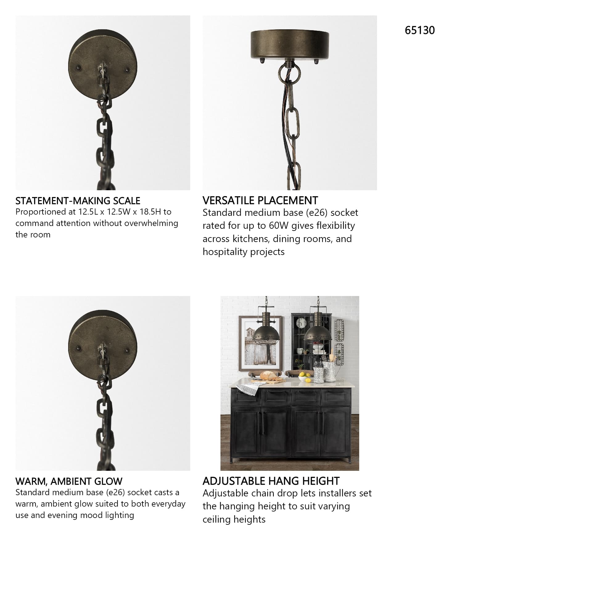 Zaio 12.5Lx 12.5W x 18.5H Weathered Antique Gold Metal Caged Bulb Pendant Light — in a styled room