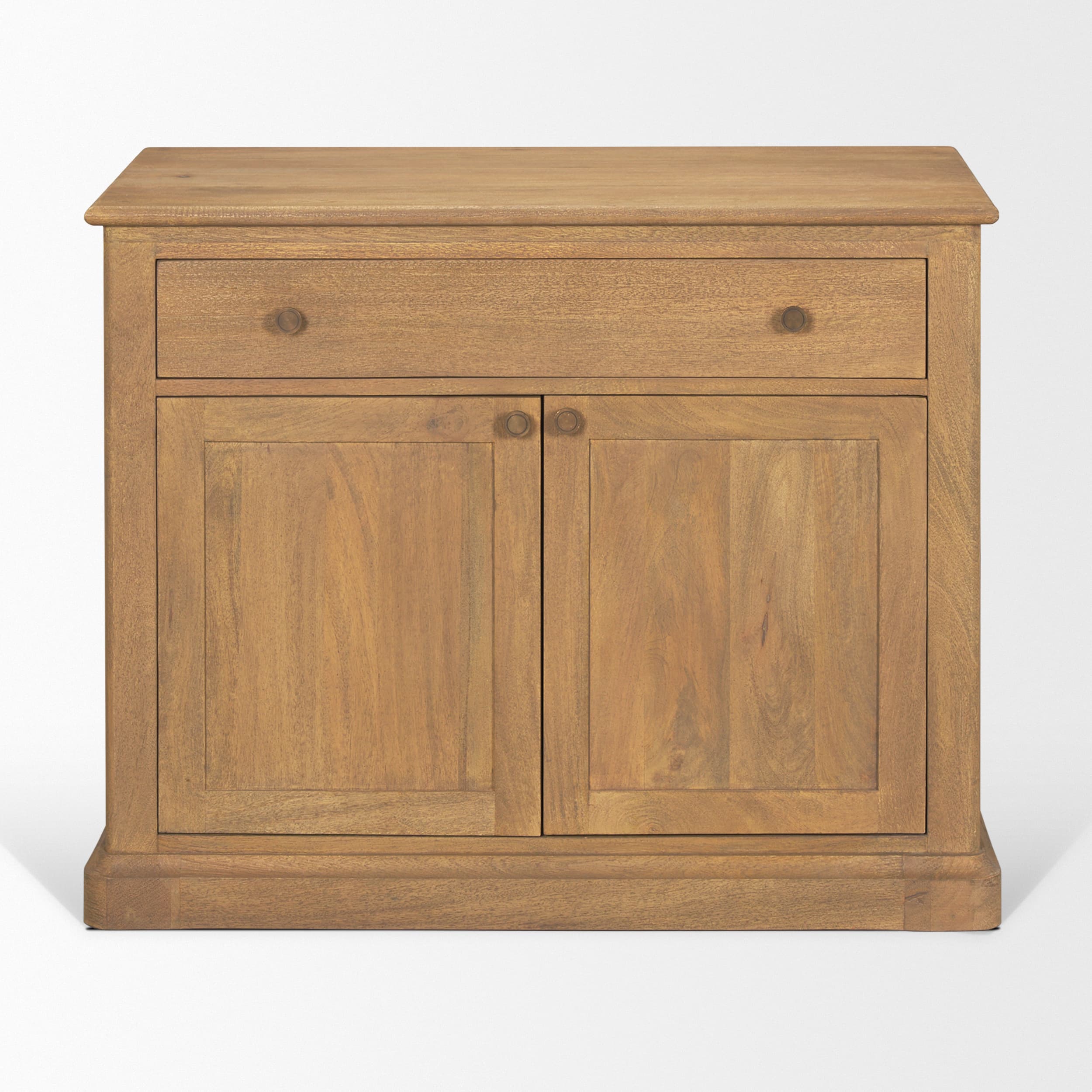 Baron Light Brown Solid Wood w/ Gunmetal Knobs 2-Door Accent Cabinet — product photograph