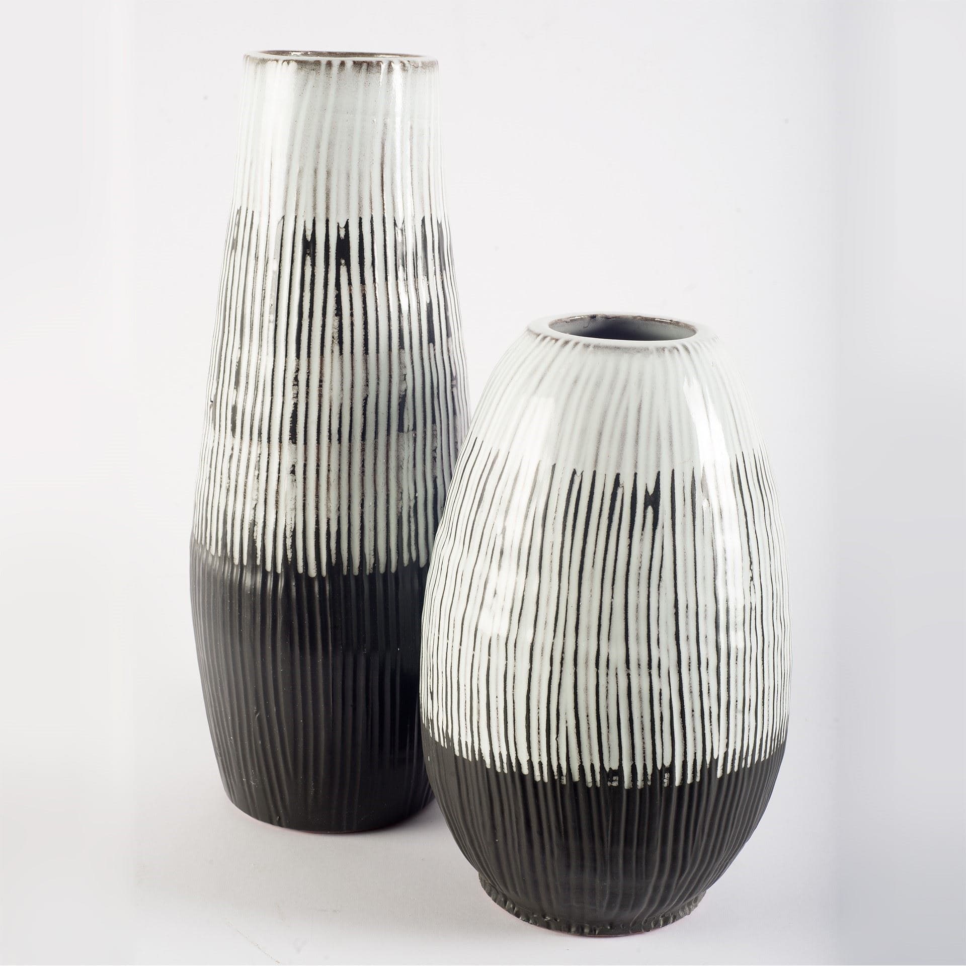 Tanami I Tall Dark Brown/White Ceramic Vase — product photograph