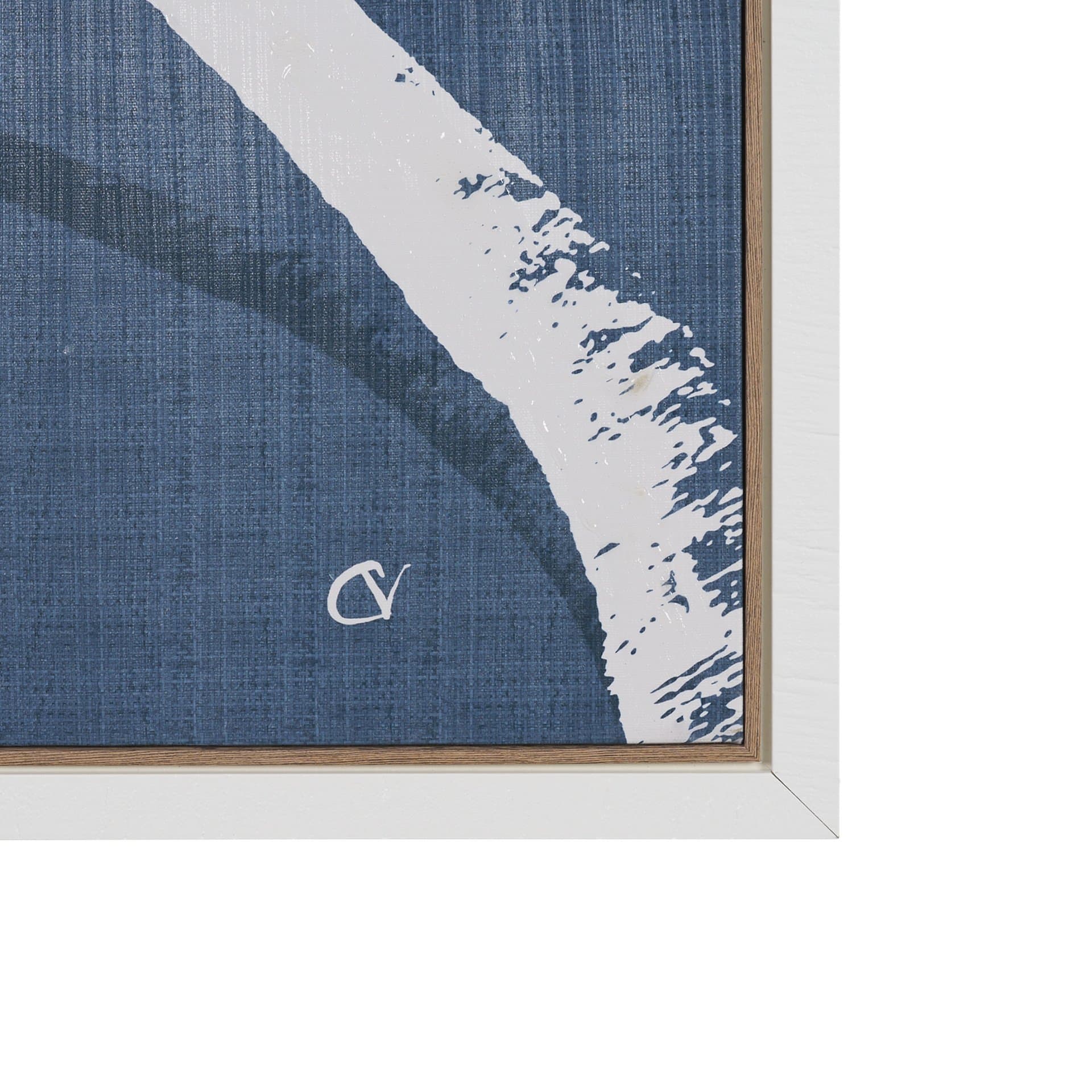 Palm Shadow I (Blue) by Mercana Studio Hand-Embellished Textured Framed Canvas Artwork — product photograph