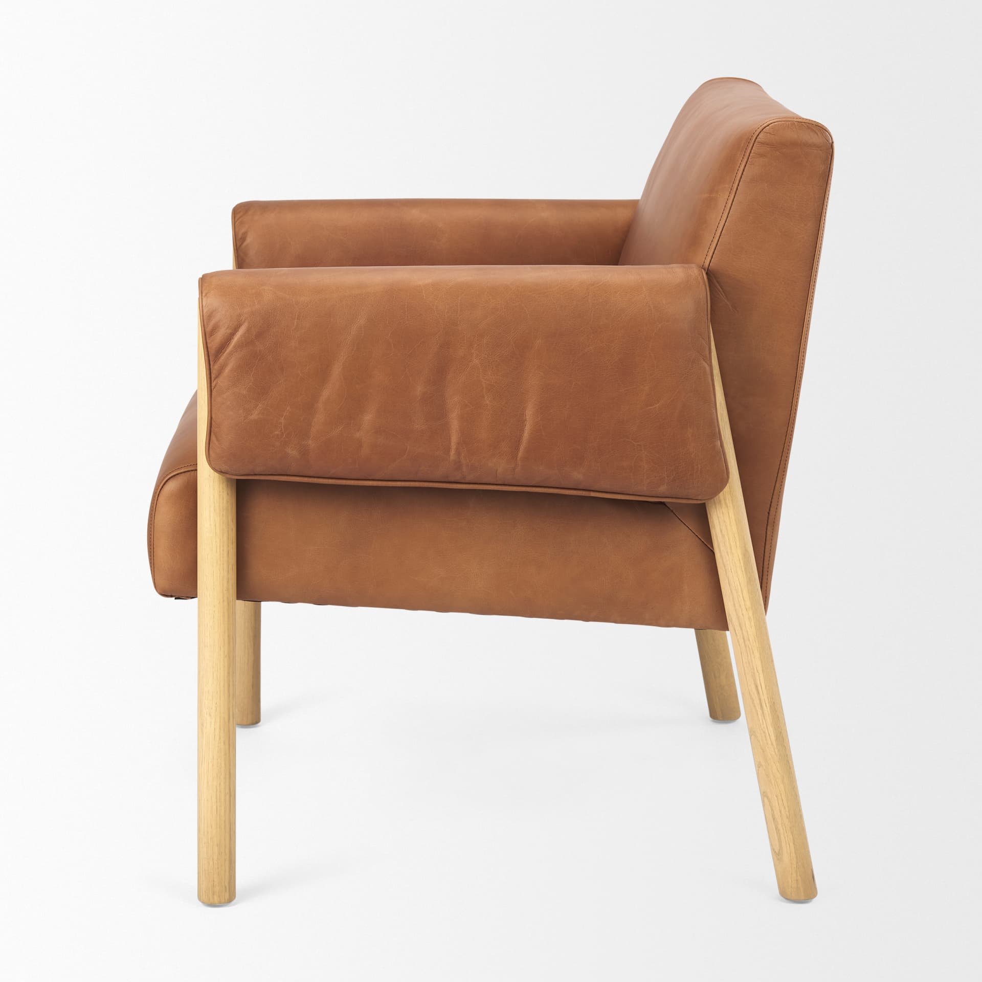 Ashton Brown Leather w/ Light Wood Accent Chair — product photograph