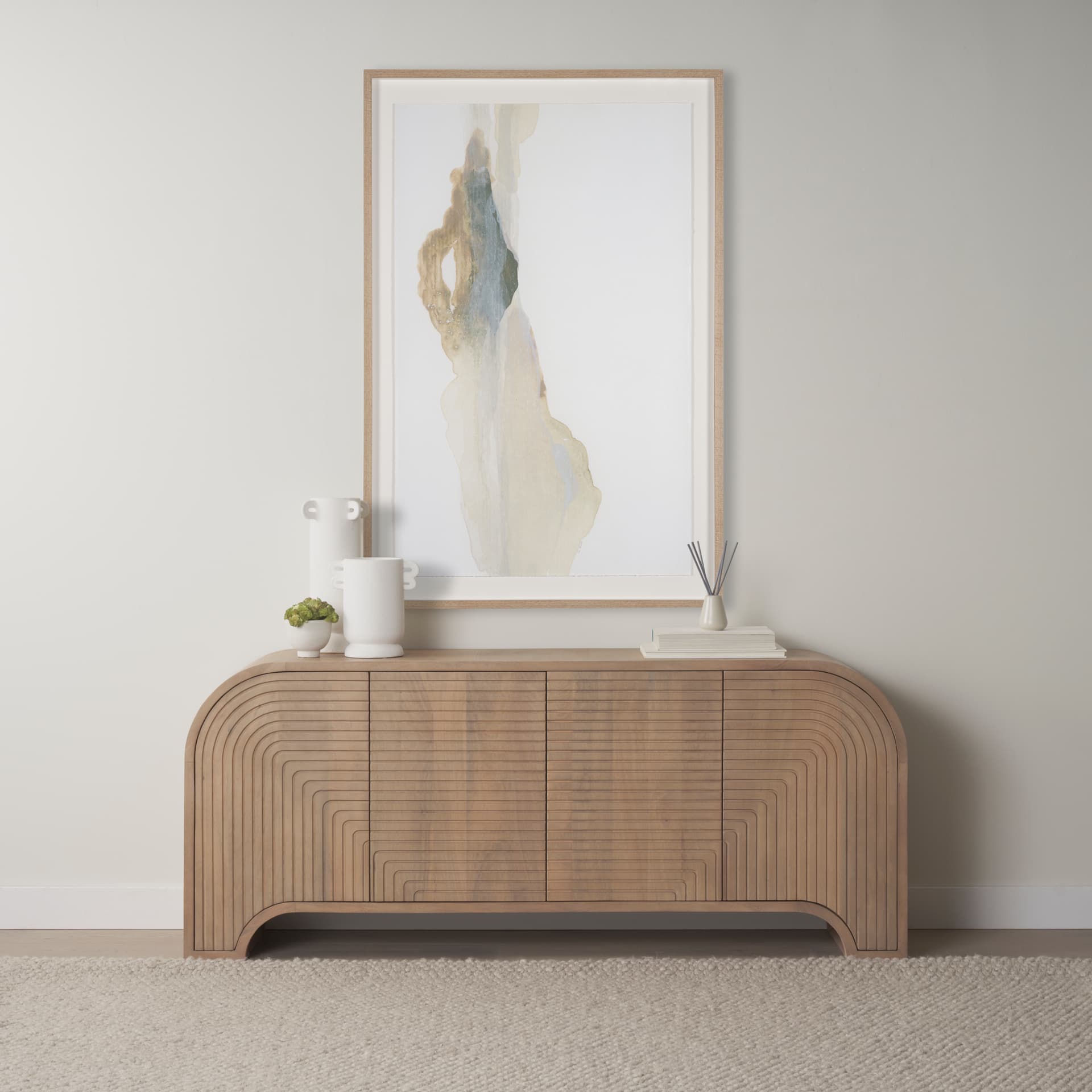 Dylan Tall Textured Off White w/ Handles Ceramic Vase — product photograph