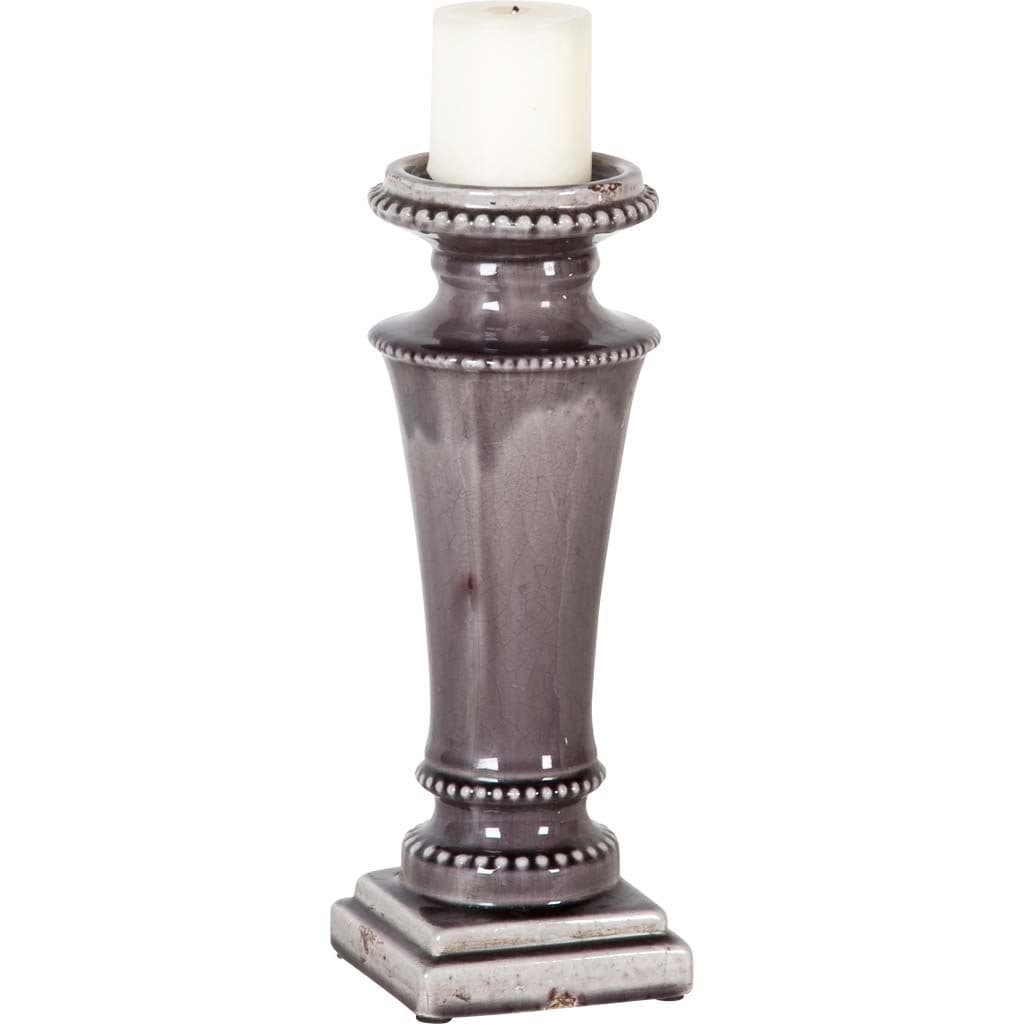 Kusma Small Gray Gloss Ceramic Table Candle Holder — product photograph