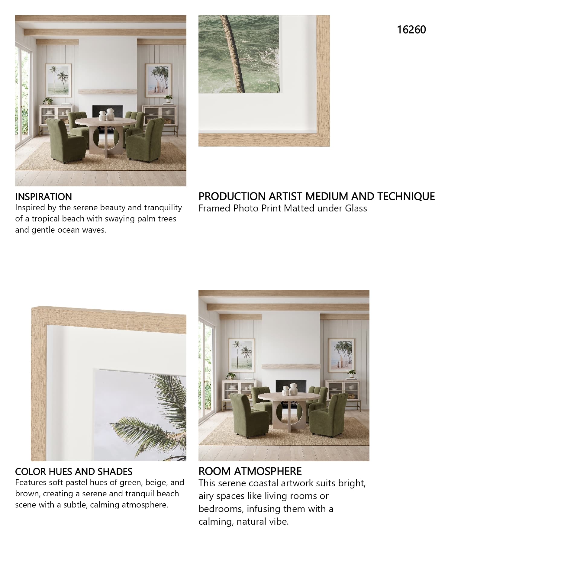 Oceanside Palms by Shot By Clint Framed Photo Print Matted under Glass — in a styled room