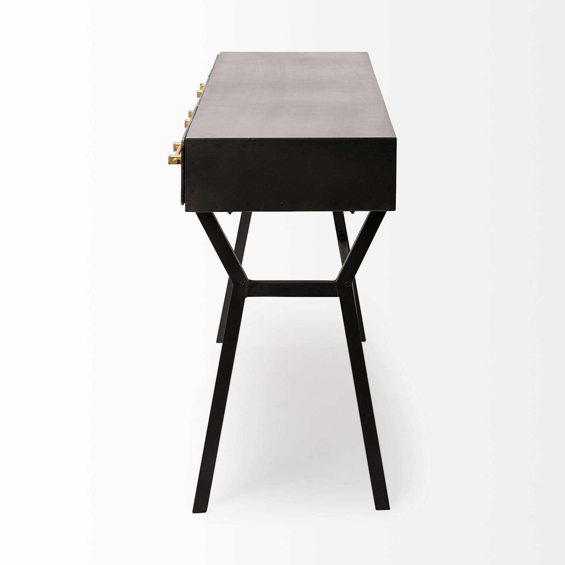 Vince 51L x 18W Black Metal W/Gold Accents 3 Drawer Office Desk — product photograph