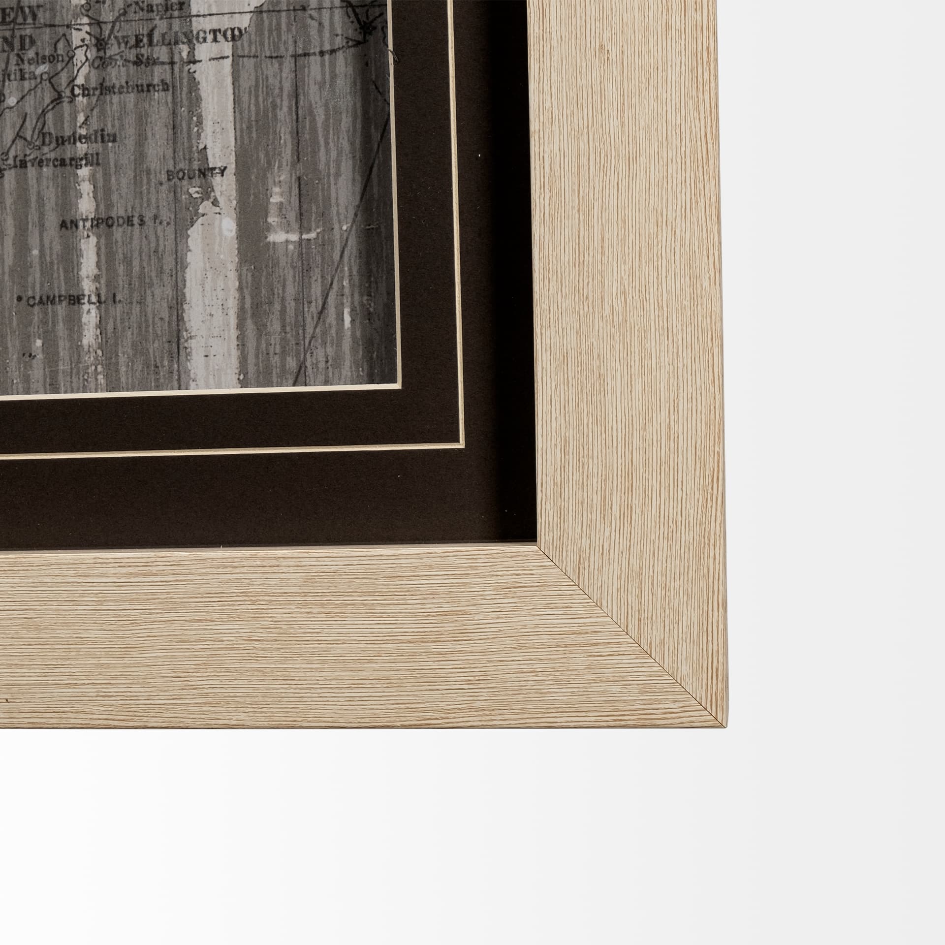 Old World Map Neutral by Mercana Studio Hand Embellished Textured Framed Art Print Matted under Glas — product photograph