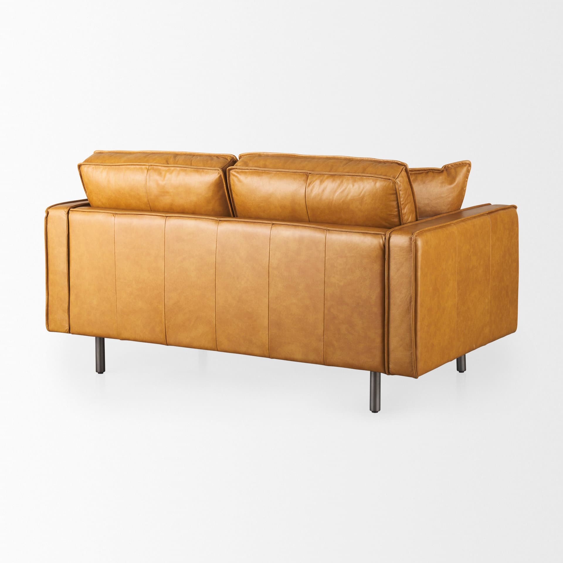 D'Arcy 65.0L x 37.0W x 34.0H Tan Leather Love Seat — product photograph
