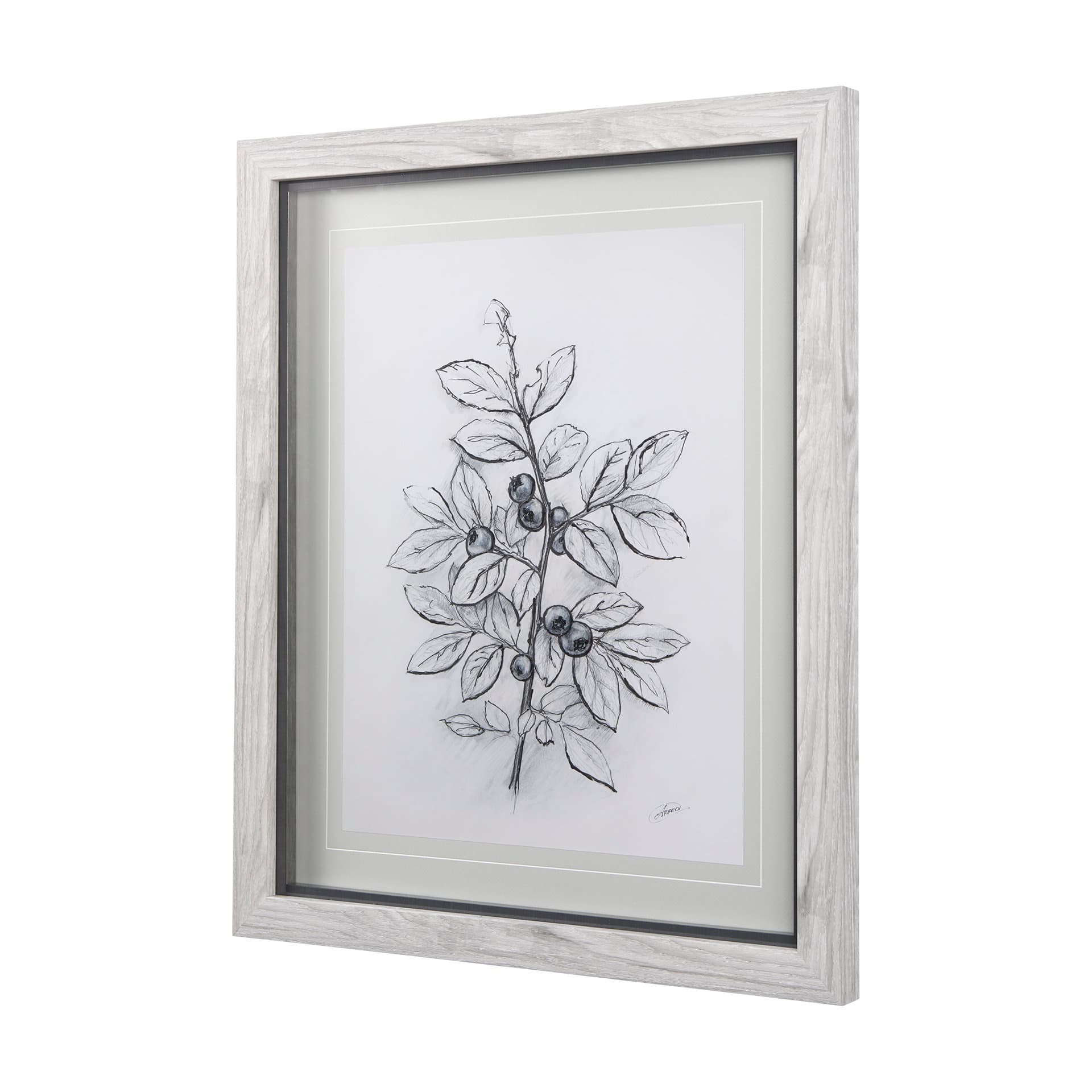 WildBerry Collection Blueberry by Mercana Studio Hand Embellished Framed Art Print Matted under Glas — product photograph