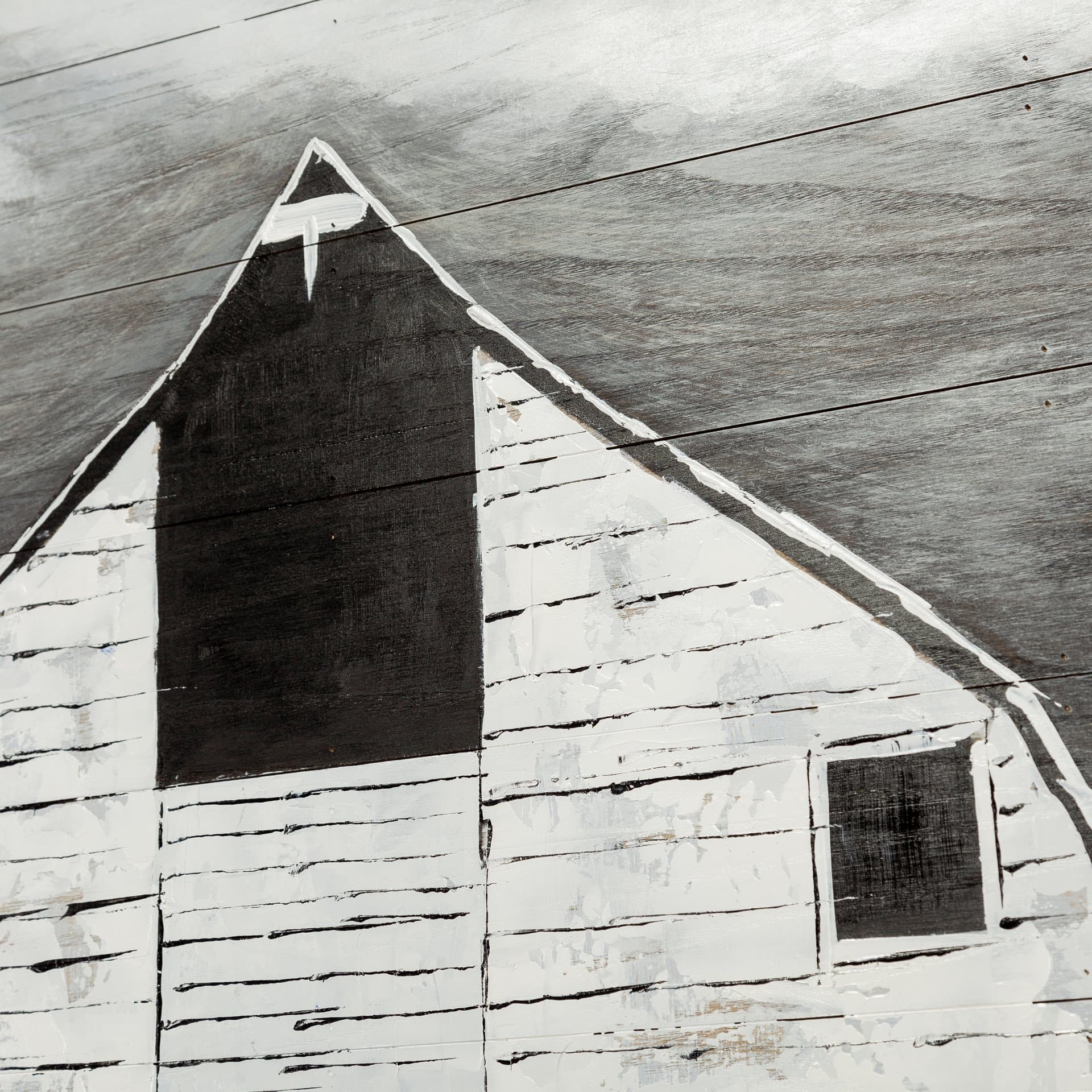Sawmill Creek 42x62 Farmhouse White Barn Original Hand Painted on Wood Oil Painting — product photograph