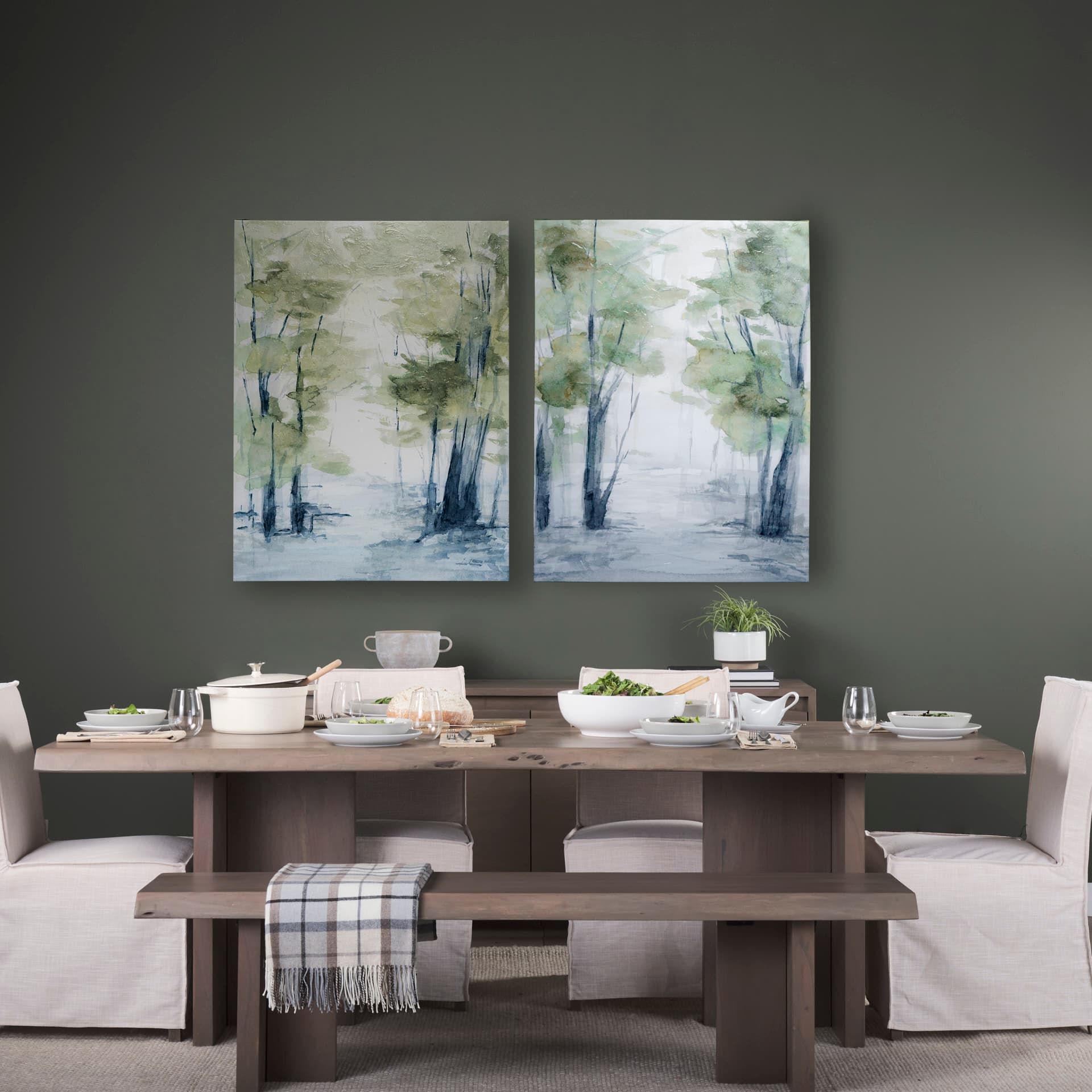 Forest Dew I by Melody Ducharme a Hand Embellished Textured Canvas — in a styled room