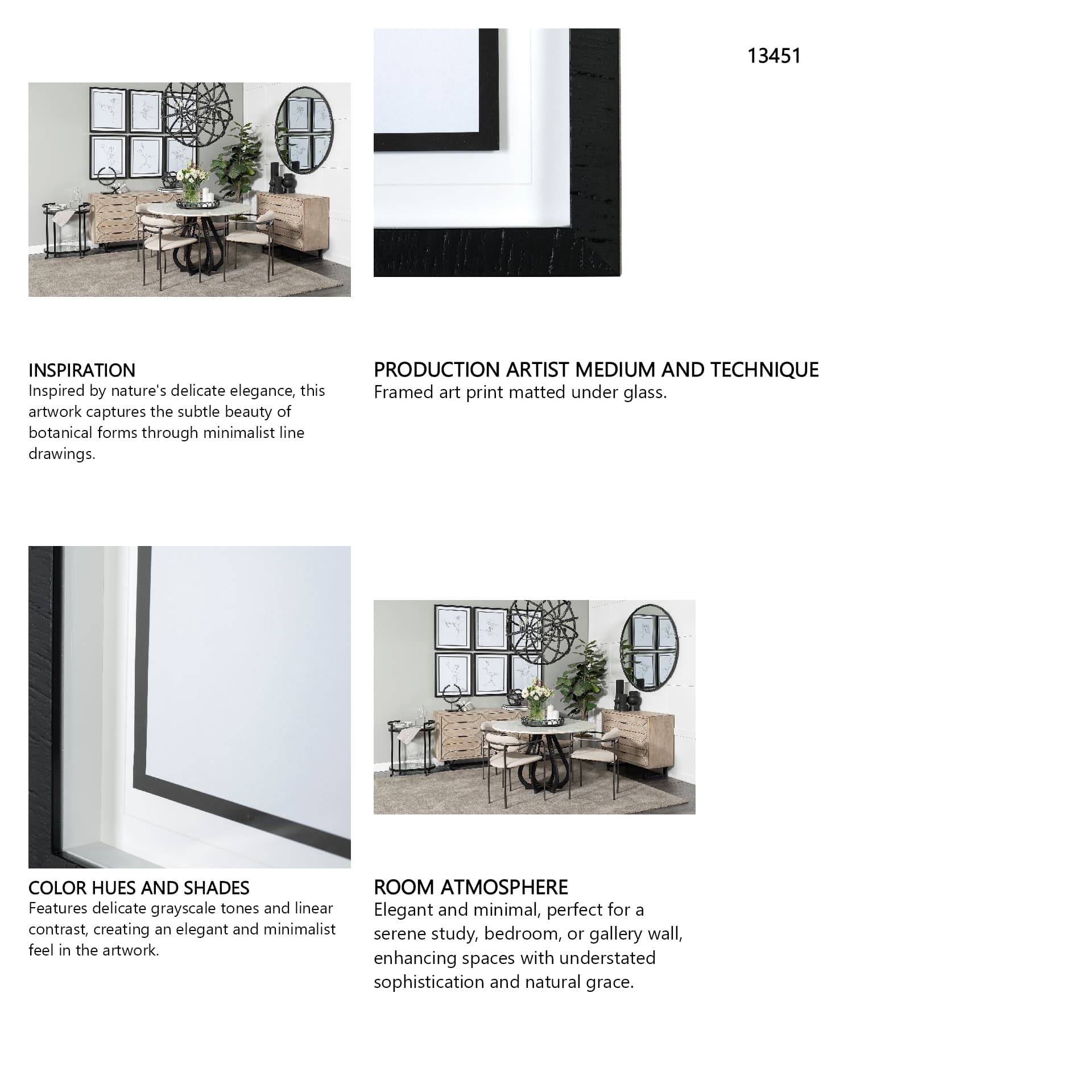 Arrangement III by Hiraki a Framed Art Print Matted under Glass — in a styled room