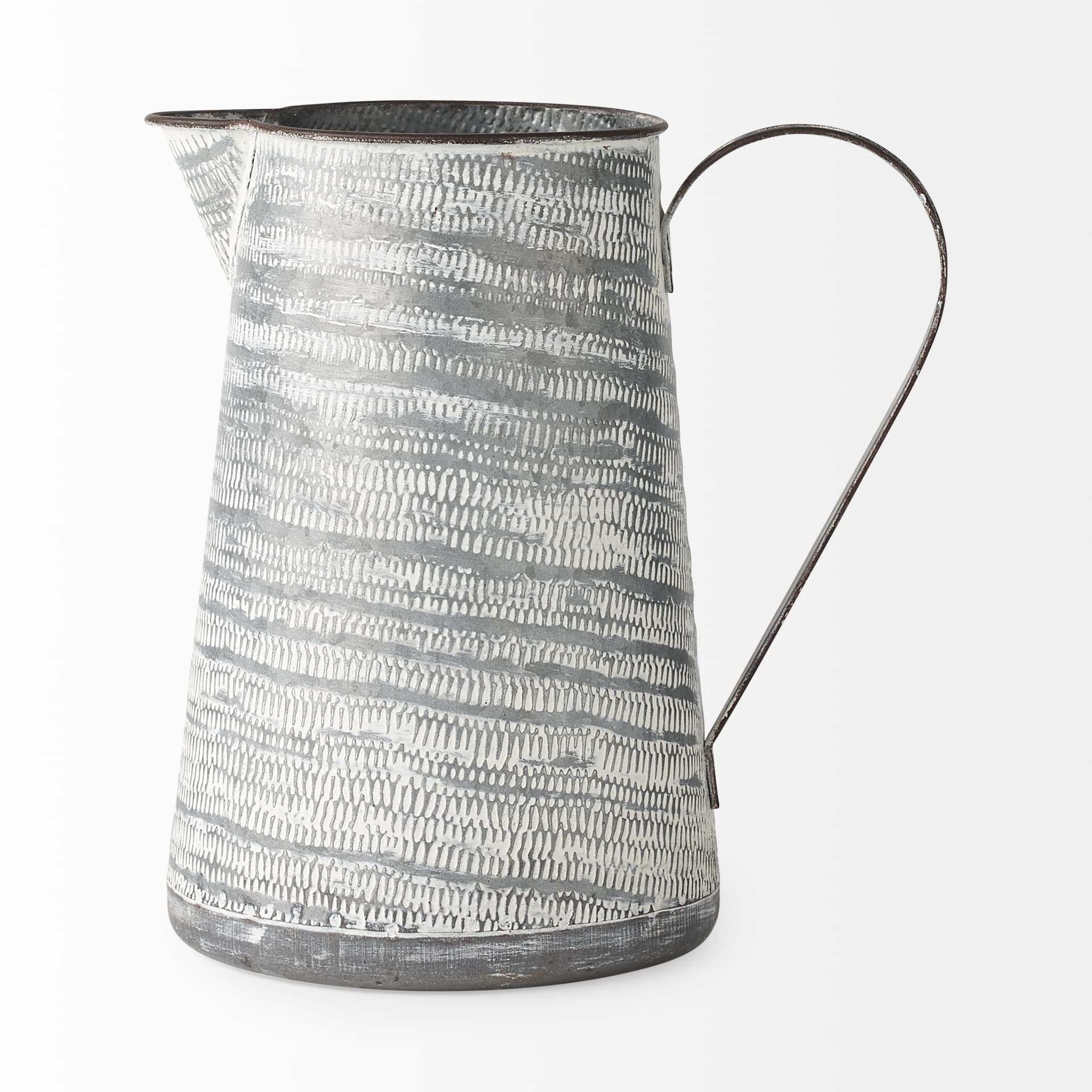 Serena II 11.2H Large Gray/White Textured Metal Jug — product photograph