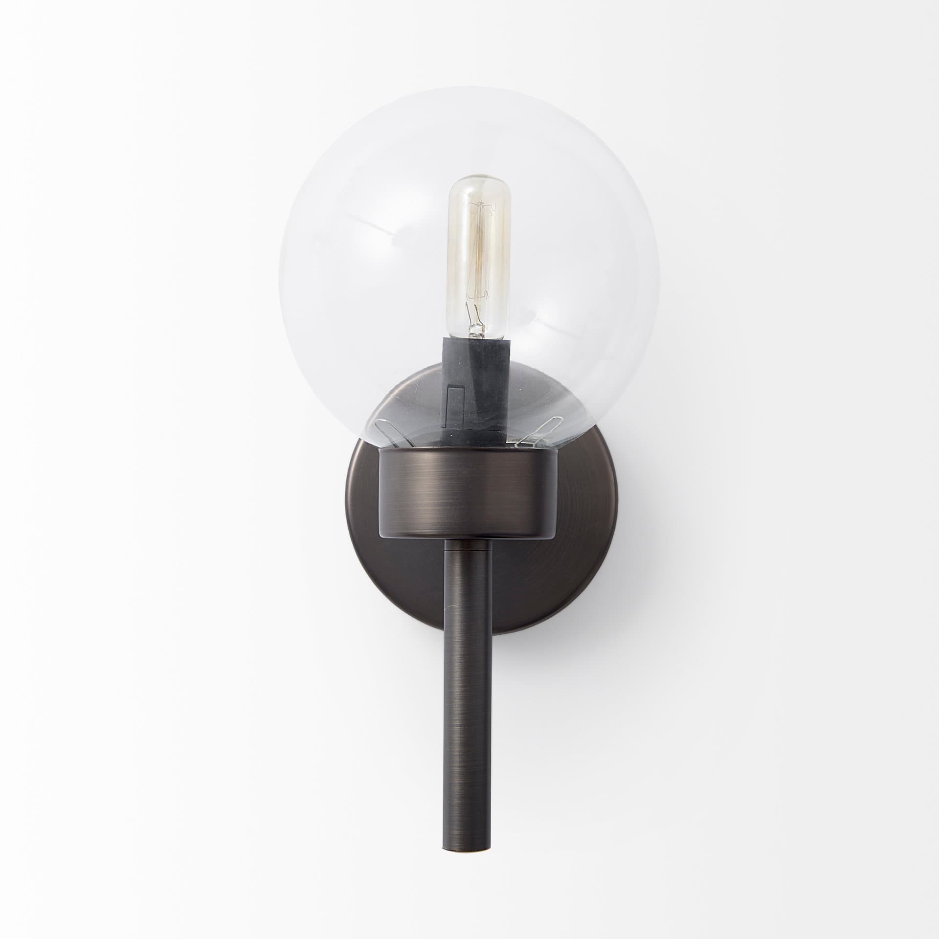 Boltern II 6x12 Black Toned Glass Globe Wall Sconce — product photograph