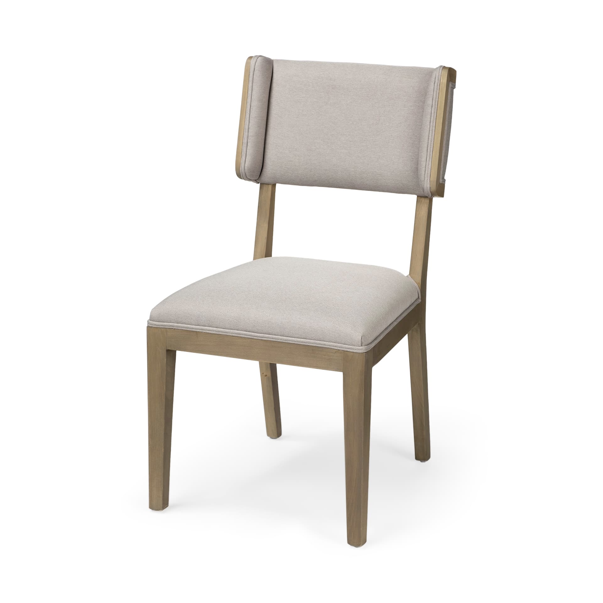 Tenton Open Back Dining Side Chair | Grey Fabric w/ Brown Wooden — product photograph