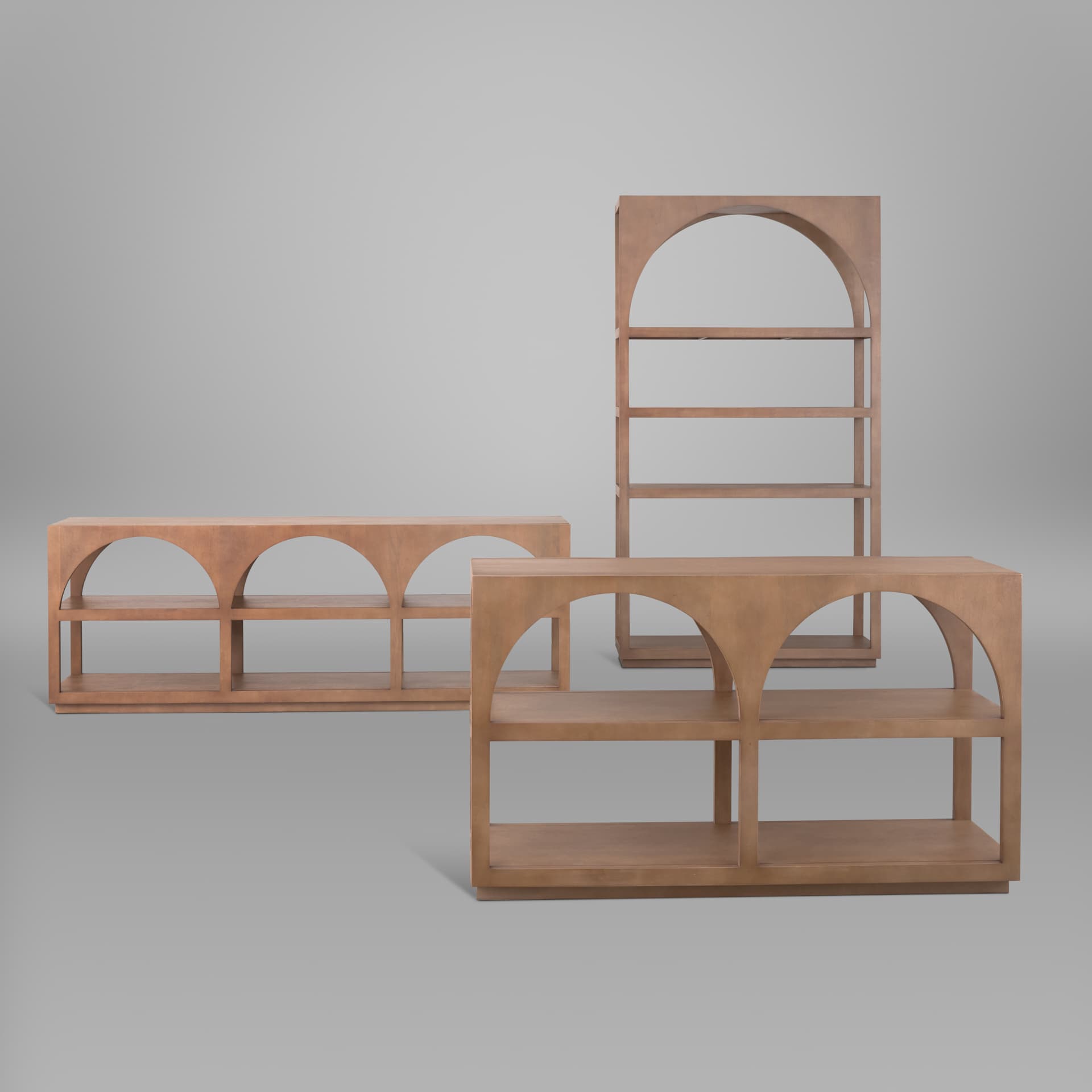 Bela 80" Medium Brown Wood Arched Console Table — product photograph