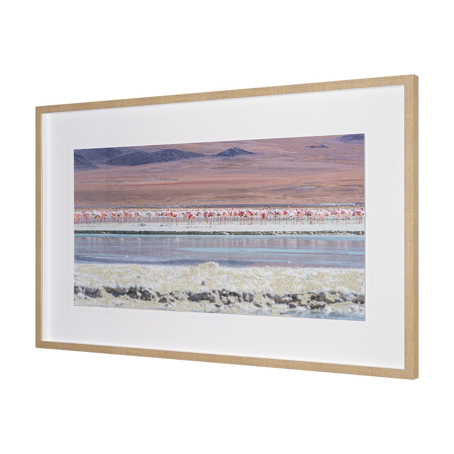 Pink Flamingoes by Richard Silver Hand Embelished Framed Artwork Matted under Glass — product photograph