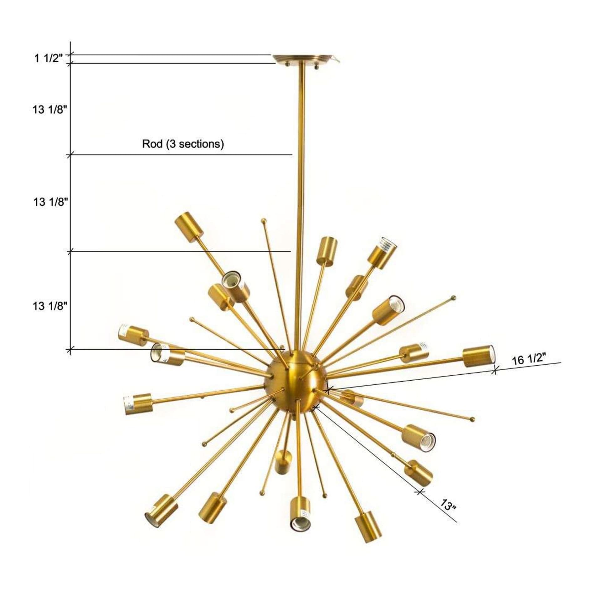 Edisonna II (38"D) Gold Sputnik Twenty Bulb Chandelier — product photograph