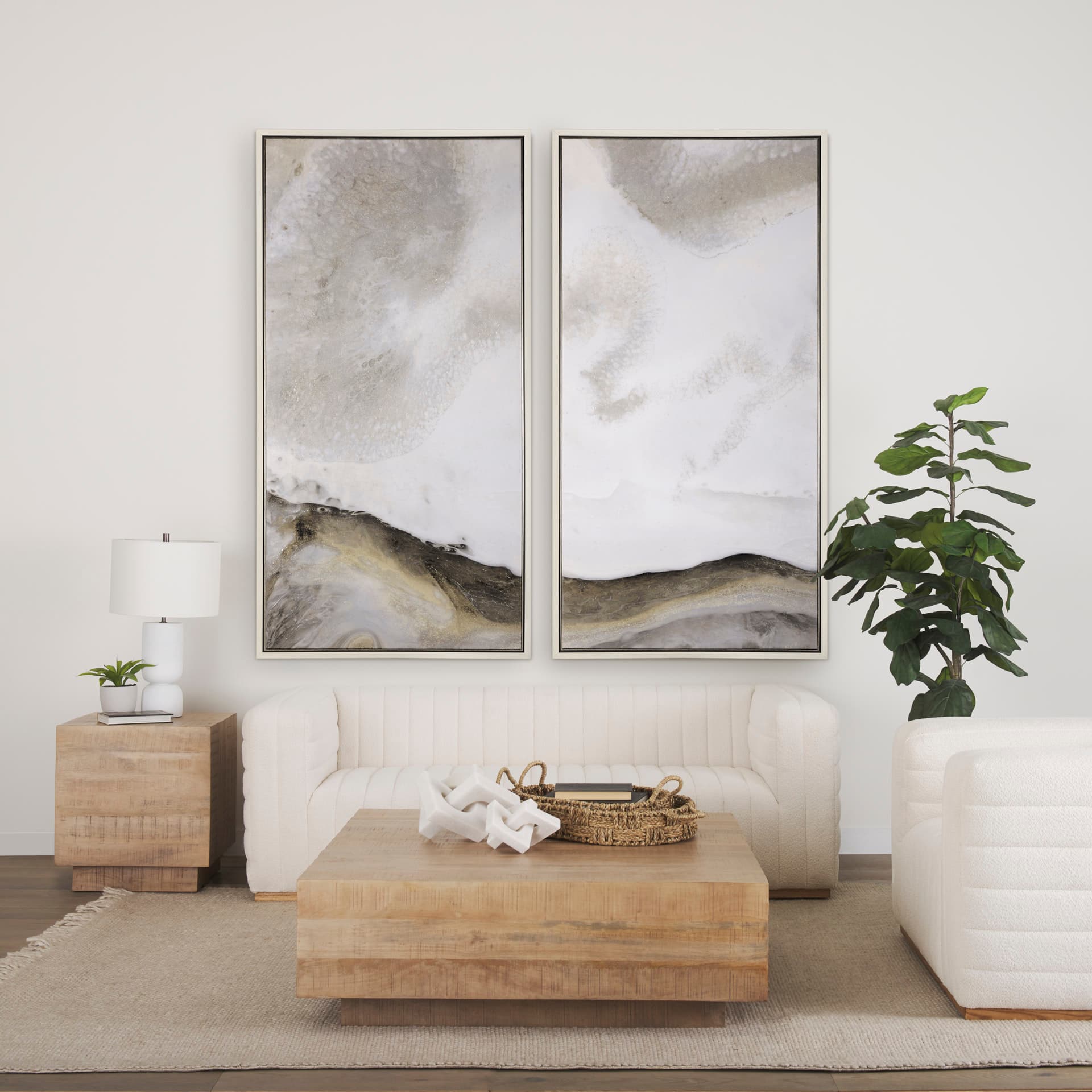 Hayden Light Brown Wood End/Side Table — in a styled room