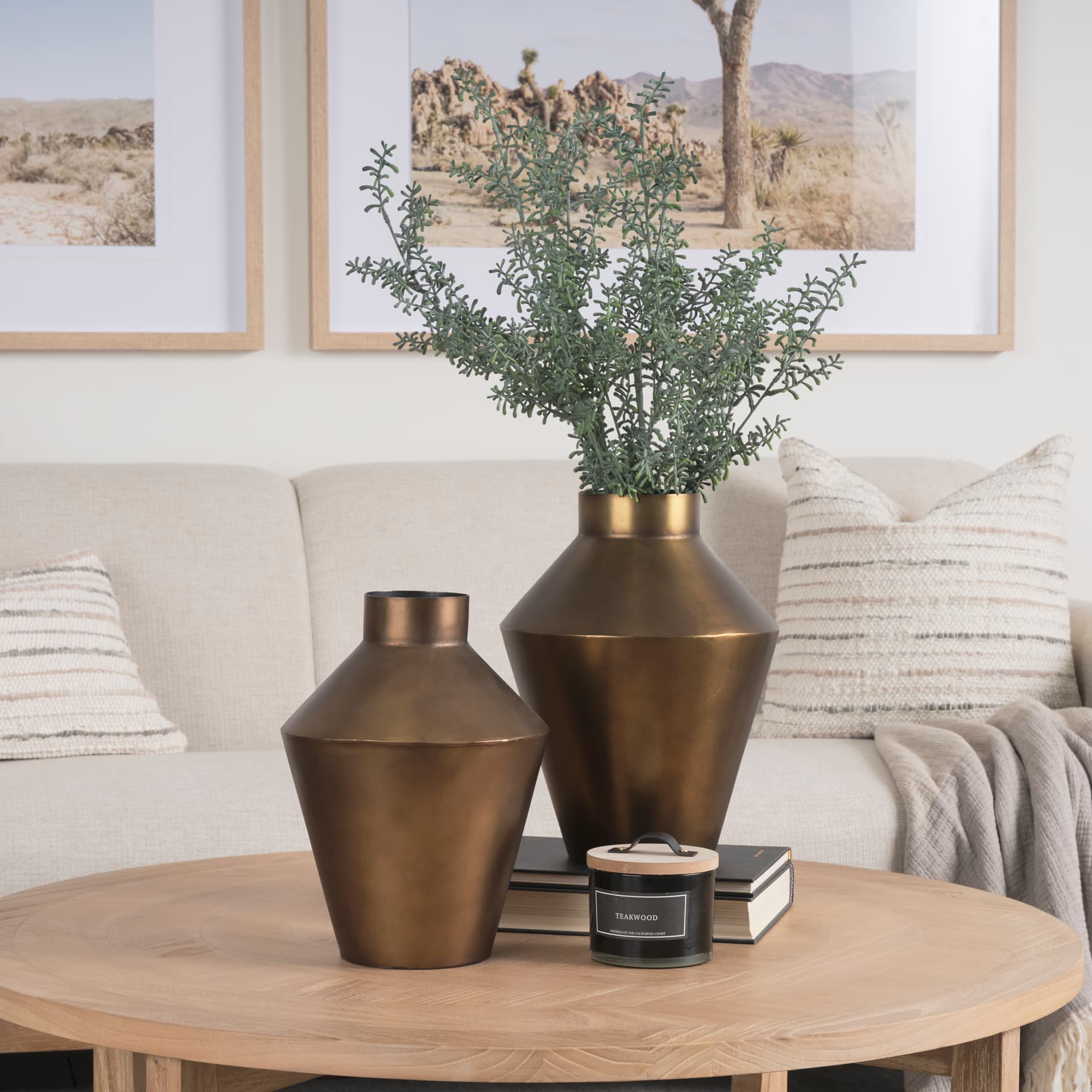 Perrin Large Brushed Gold Metal Decorative Vase — product photograph