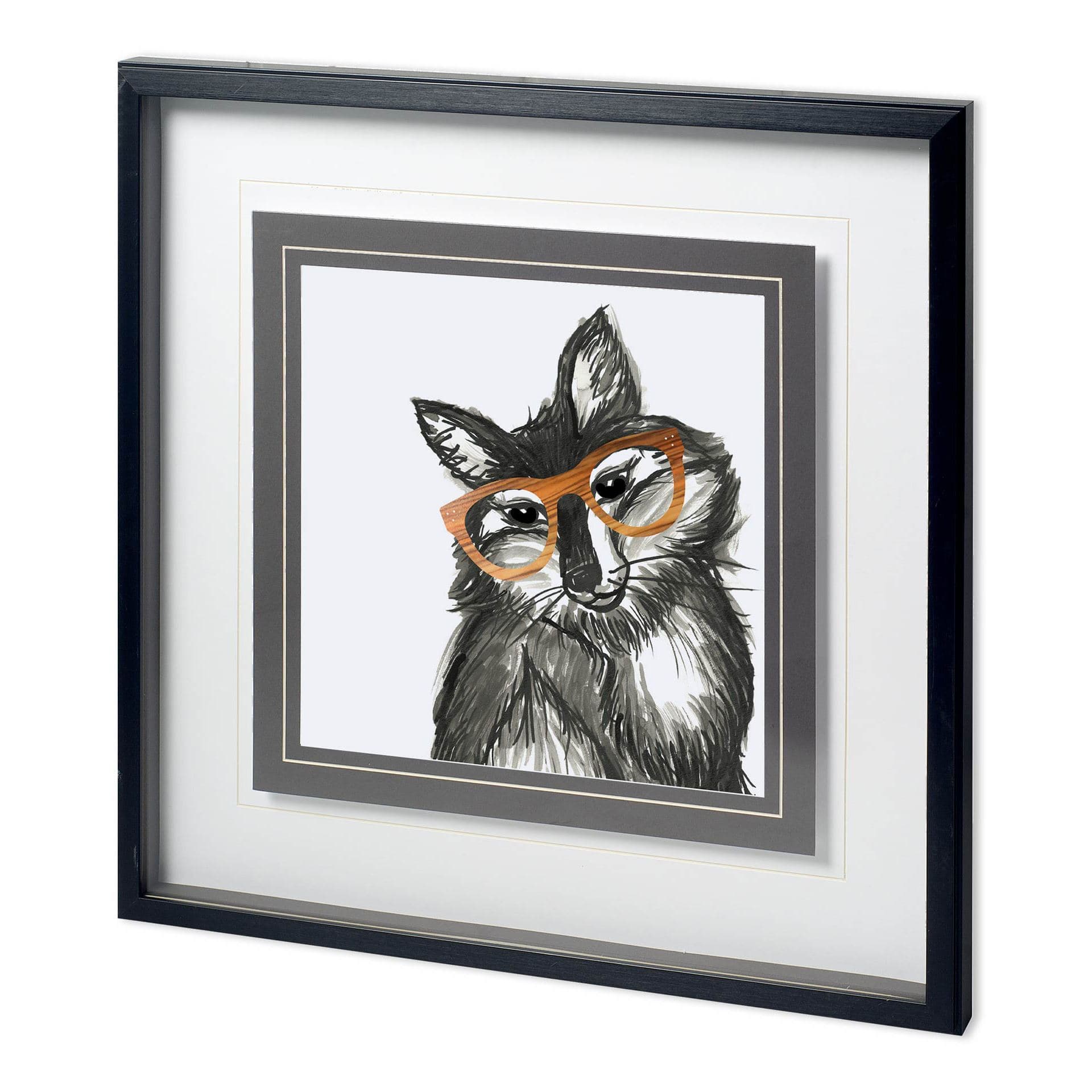 Smart & Foxy by Bella Dos Santos a Hand Embellished Textured Framed Art Print Matted under Glass — product photograph