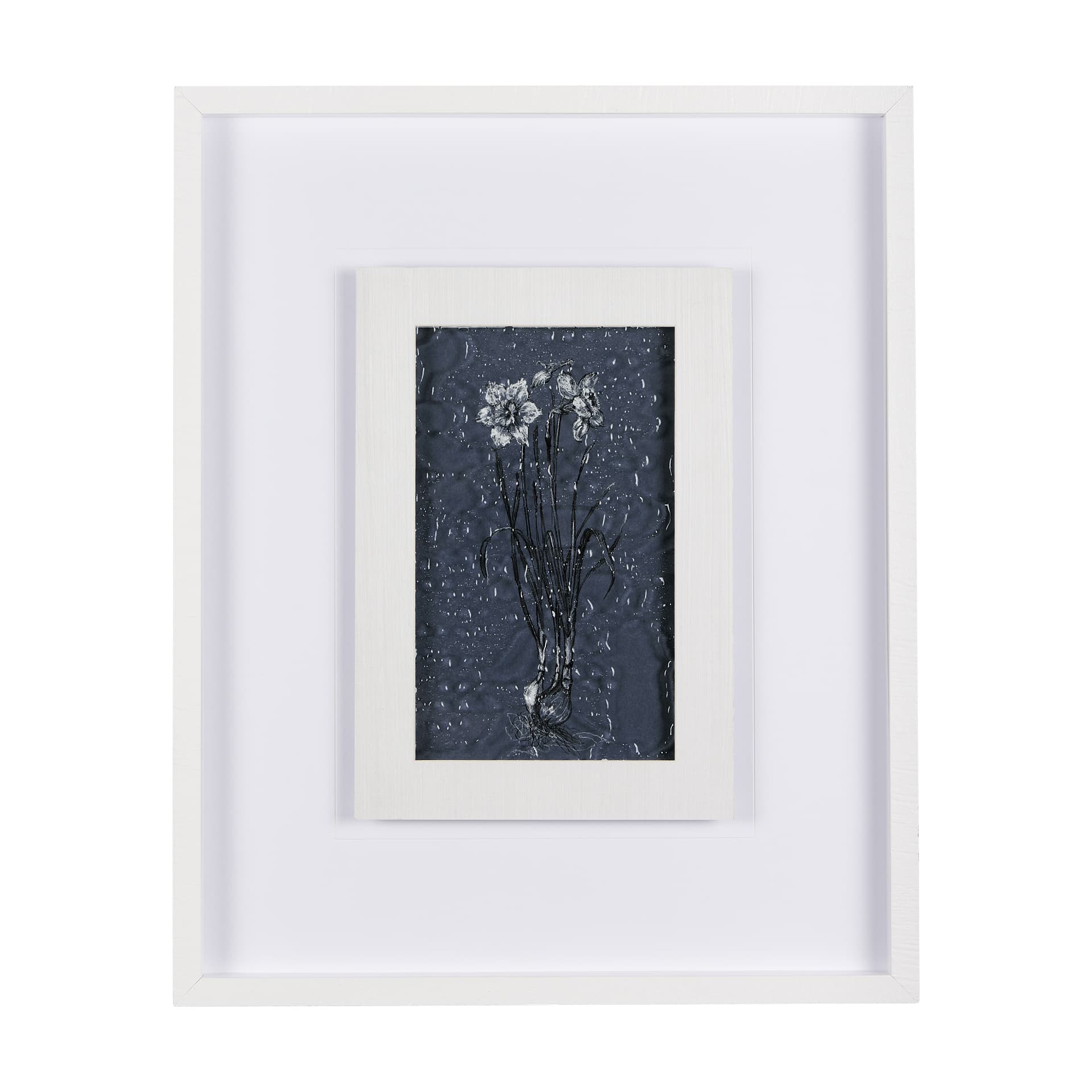 Botanical sketches II (Blue) by Mercana Studio Hand Embellished Framed Art Print Matted under Glass — product photograph