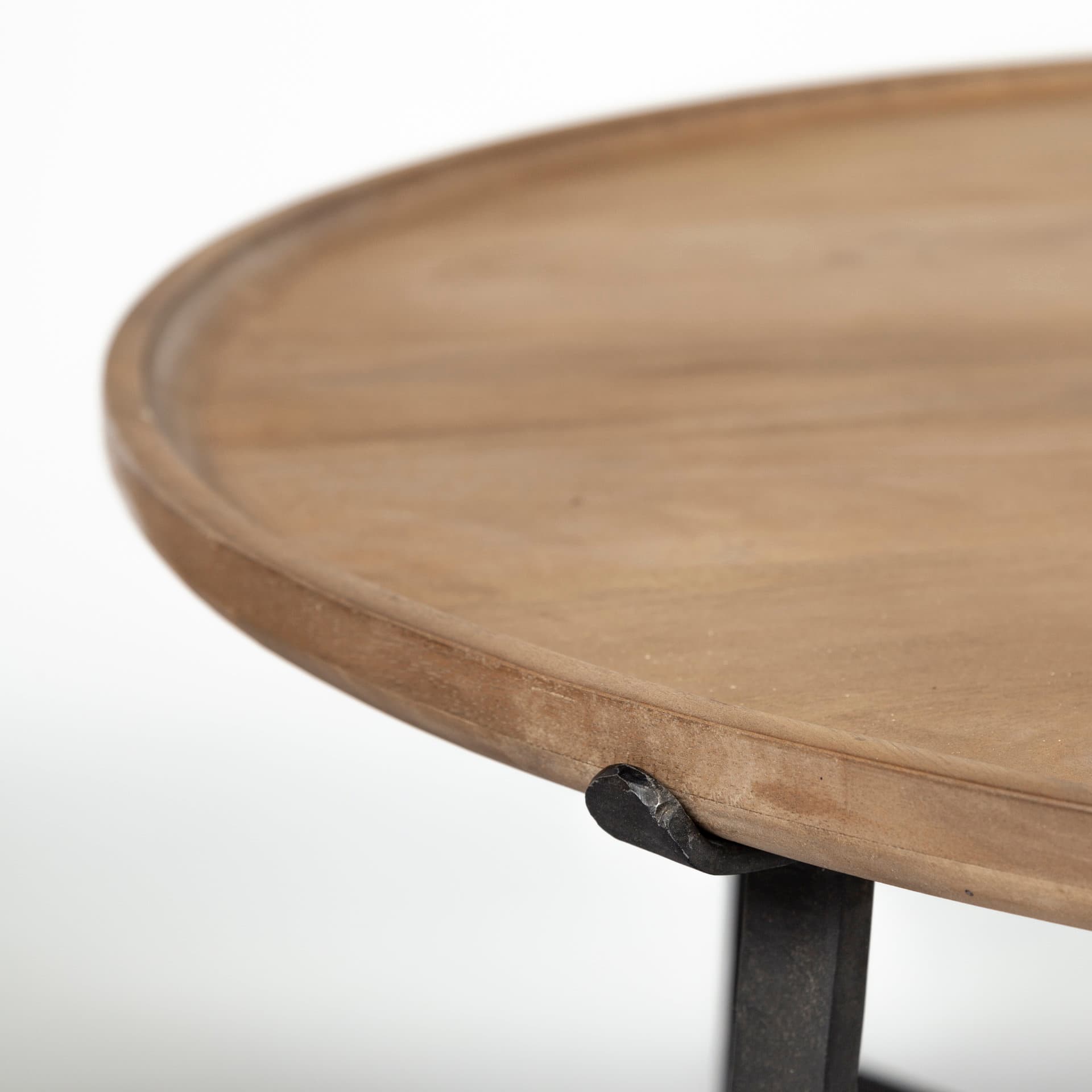 Helios (Set of 2) Brown Solid Wood Top Black Metal Base Nesting Coffee Tables — product photograph