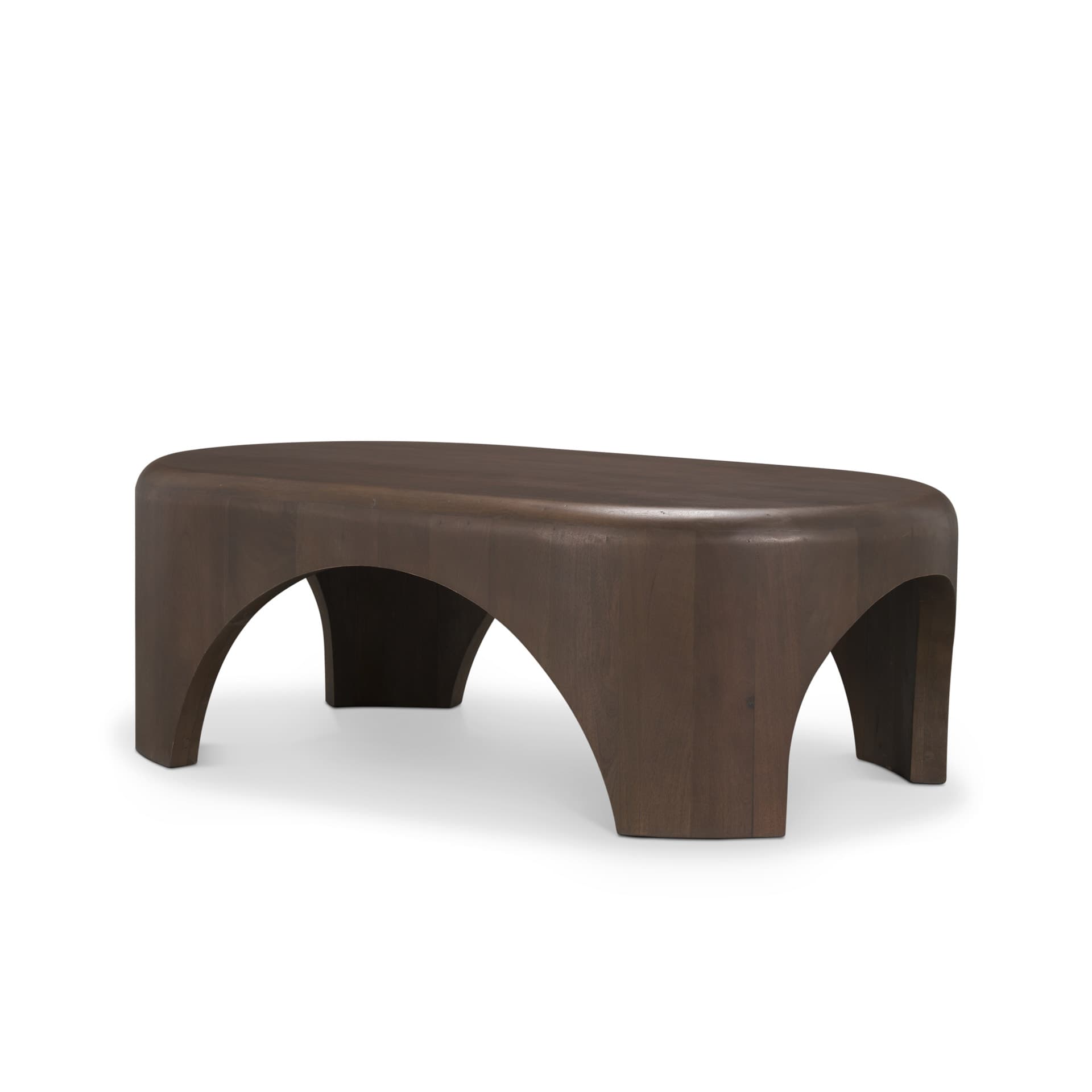 Shima Oval Dark Brown Wood w/ Arched Legs Coffee Table — product photograph