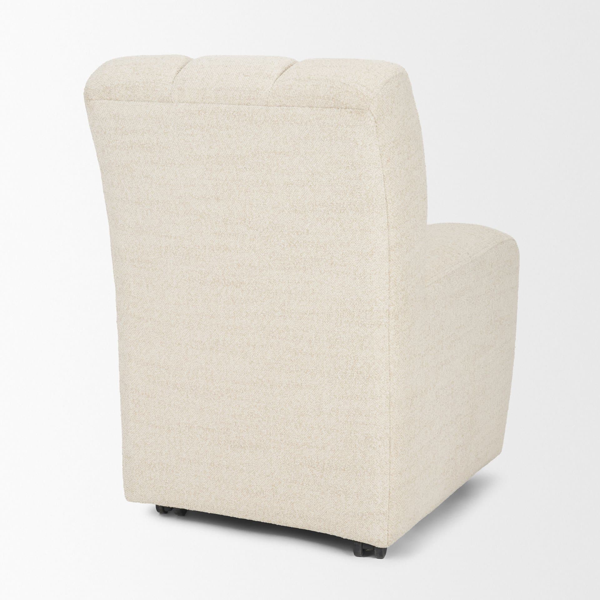 Wilkins Barrel Back Dining Arm Chair | Beige Fabric w/ Wood — product photograph
