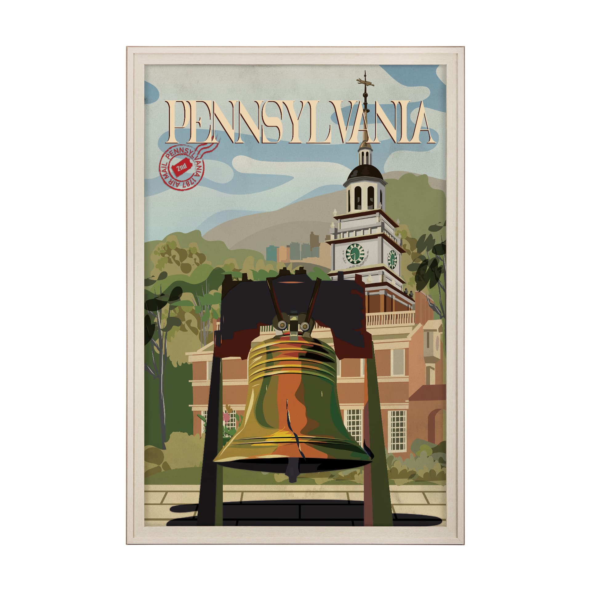 Pennsylvania Go USA (XL) by Mercana Studio a Hand Embellished Decograph Framed Art Print under Glass — product photograph