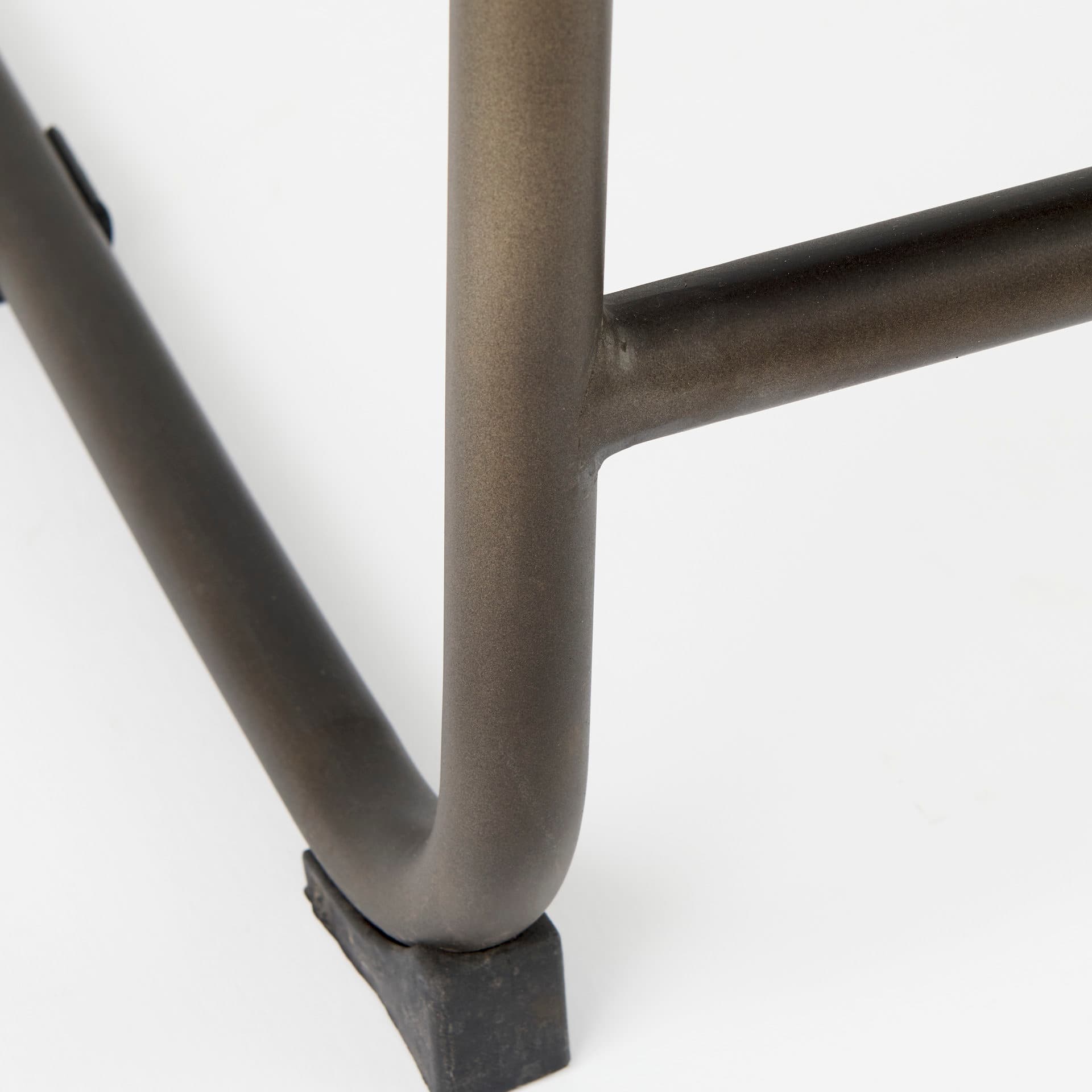 Berbick Backless 38in Seat Counter Stool | Black Leather w/ Gray Metal — product photograph