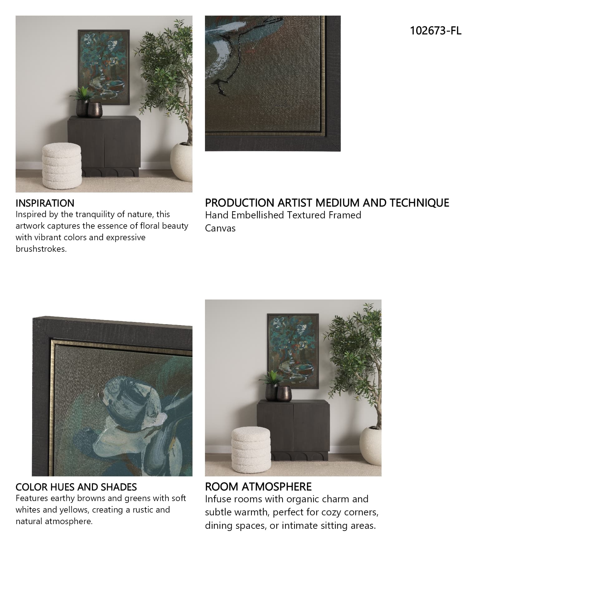 Graphite Sensation II by Mercana Studio a Hand Embellished Textured Framed Canvas — in a styled room