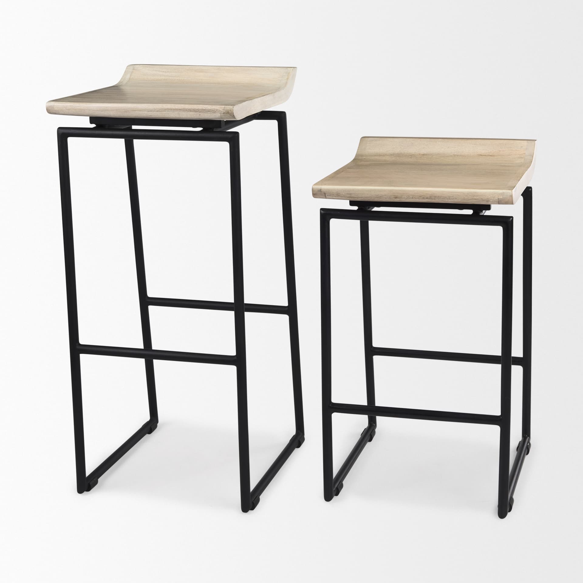 Givens Backless 32in Seat Bar Stool | Natural Wood w/ Black Metal — product photograph