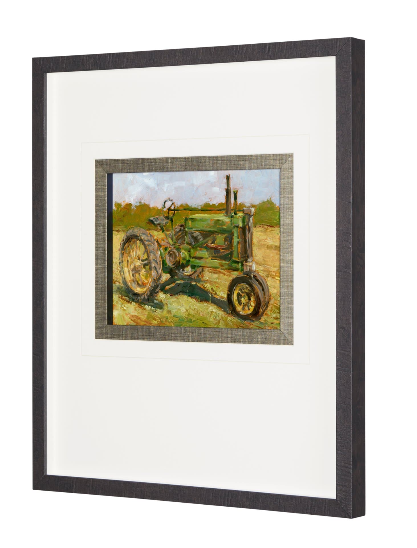 Rustic Tractors I by Mercana Studio a Hand Embellished Textured Framed Art Print Matted under Glass — product photograph