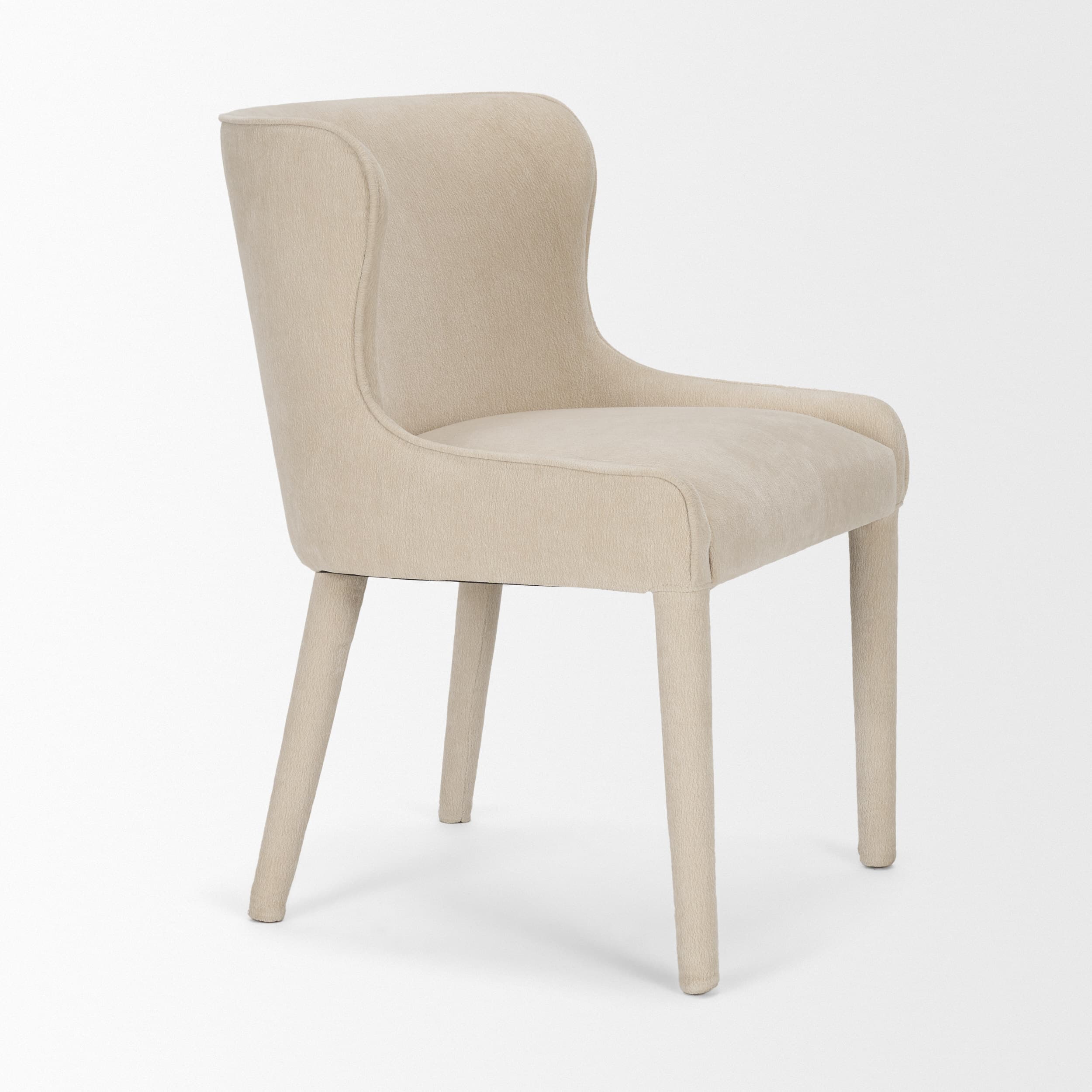 Nolan Wingback Dining Side Chair | Cream Chenille w/ Tapered Wood — product photograph
