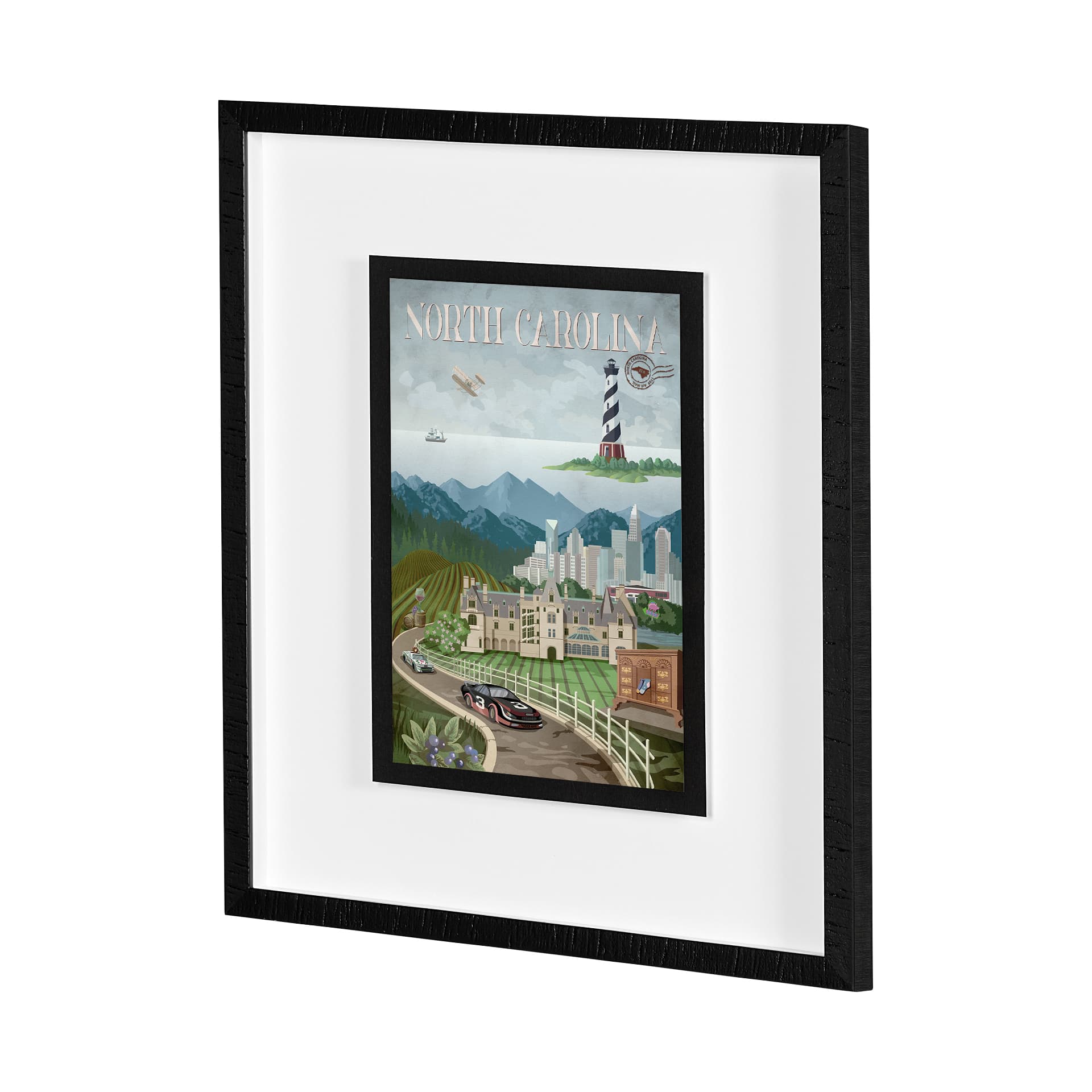 North Carolina by Mercana Studio a Framed Art Print Matted under Glass — product photograph