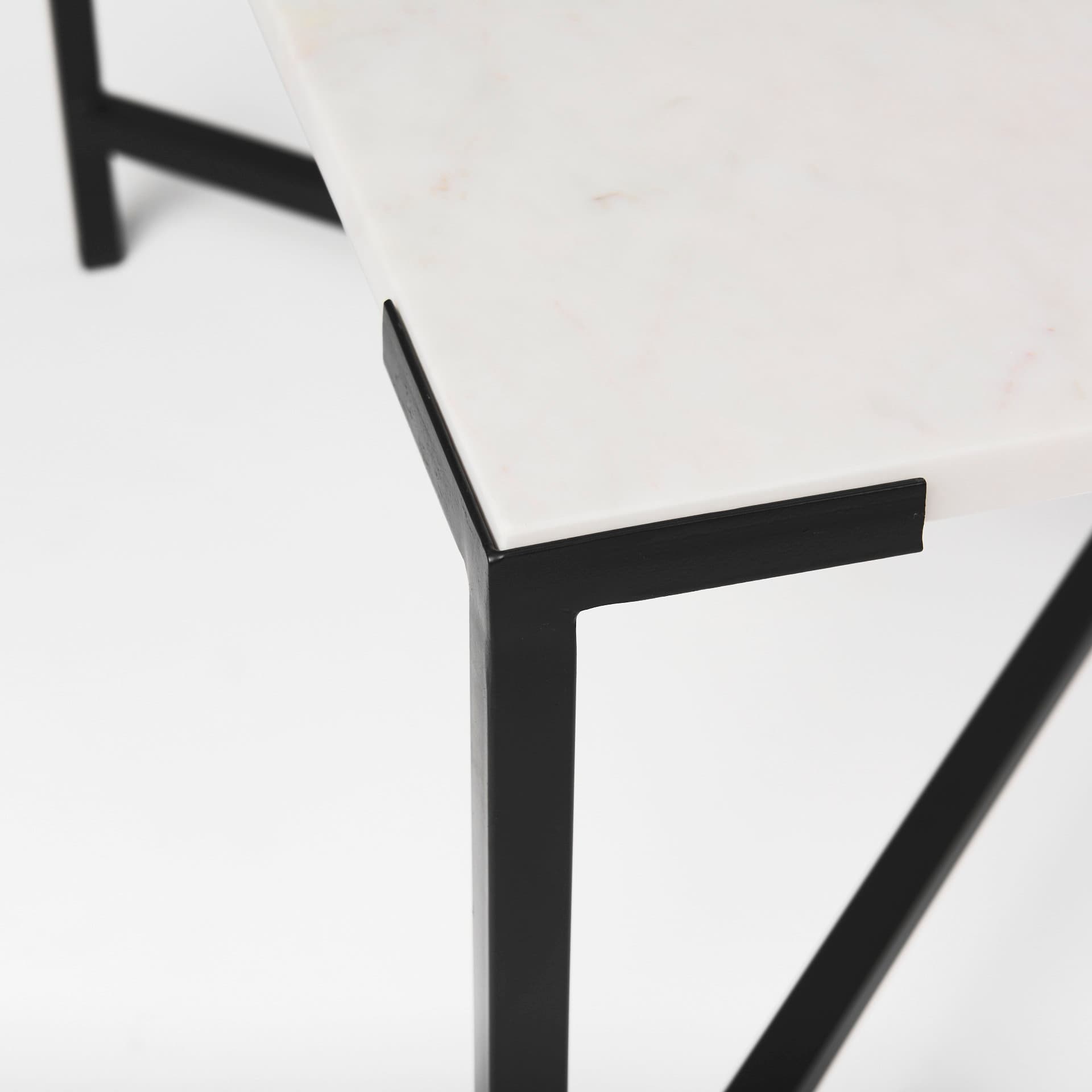 Lucas 30x30 White Marble Top Black Metal Base Coffee Table — product photograph