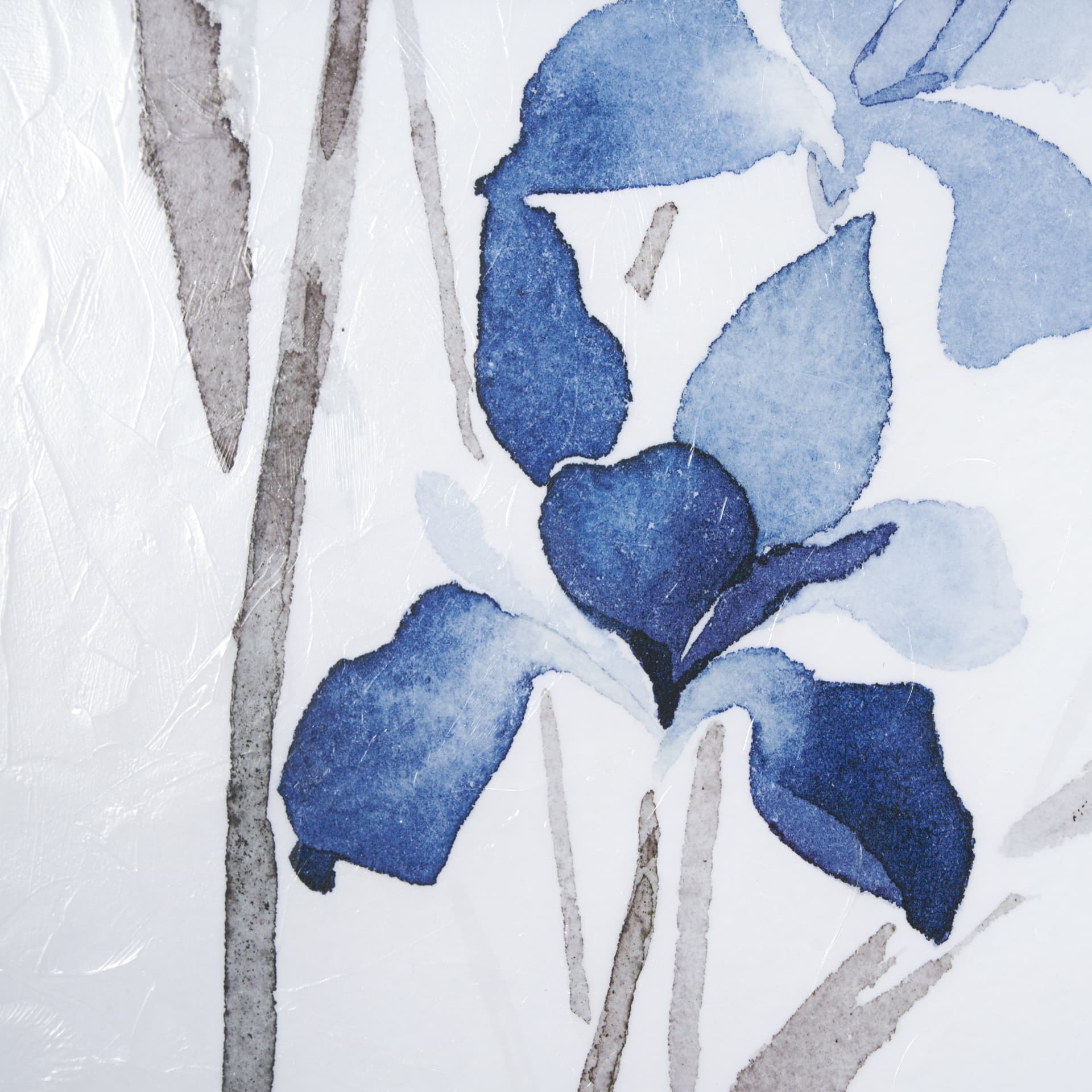 Blue Iris II by Mercana Studio a Hand Embellished Textured Framed Art Print Matted under Glass — product photograph