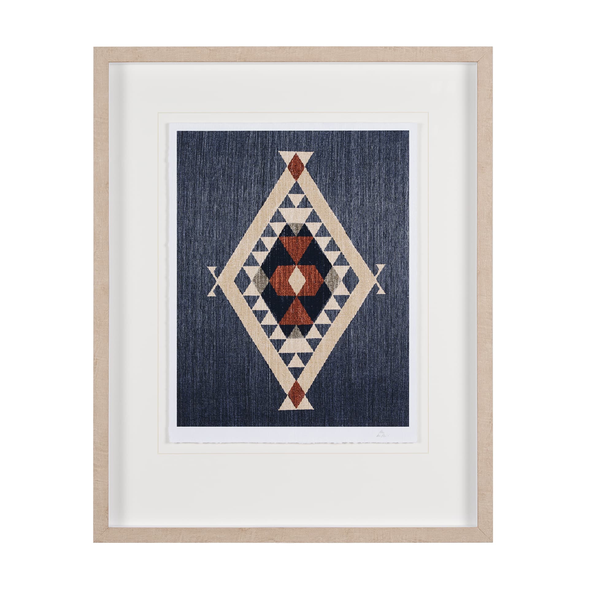 Blue Tapestry II by Mercana Studio a Hand Embelished Textured Framed Art Print Matted under Glass — product photograph