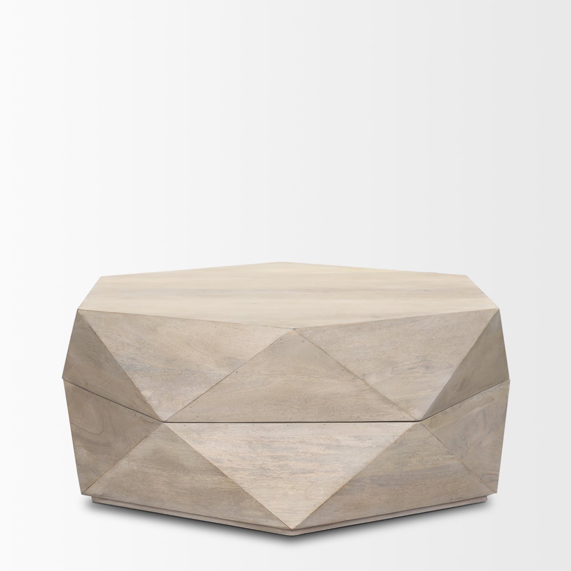 Arreto 36" Hexagonal Hinged Solid Wood Top and Base Coffee Table — product photograph