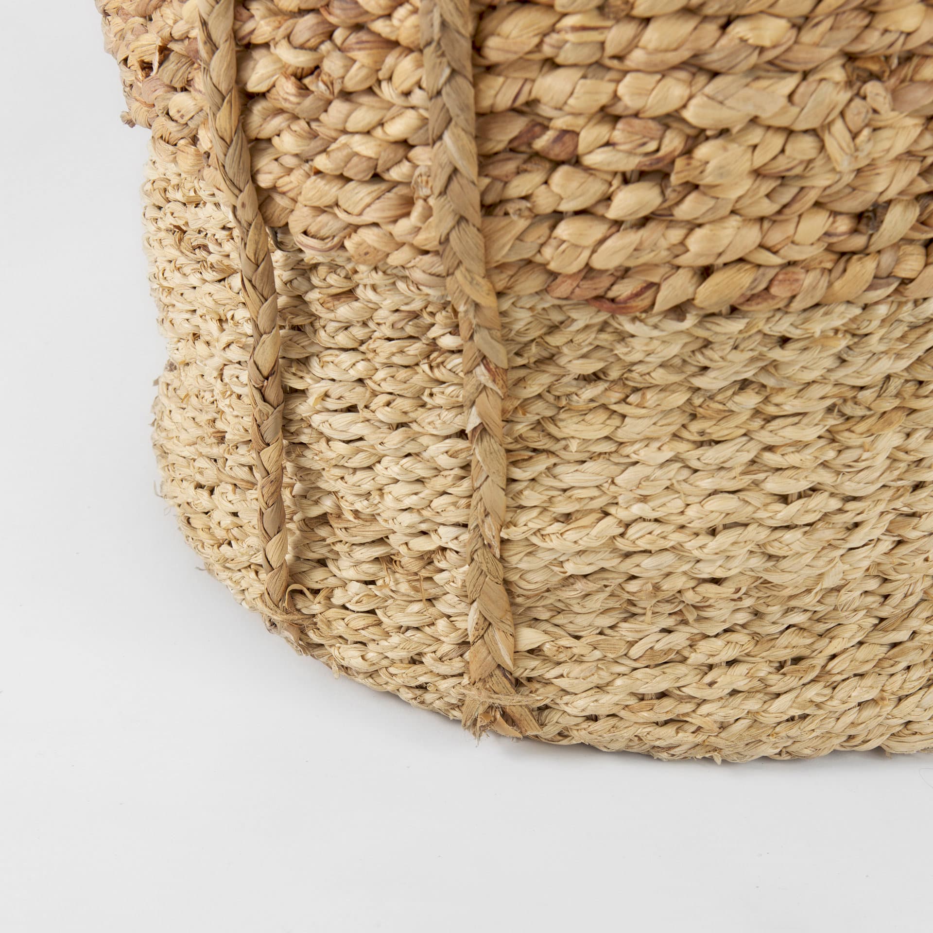 Morocco (Set of 3) Brown Two Tone Water Hyacinth and Cornhusk Round Basket W/ Handles — product photograph