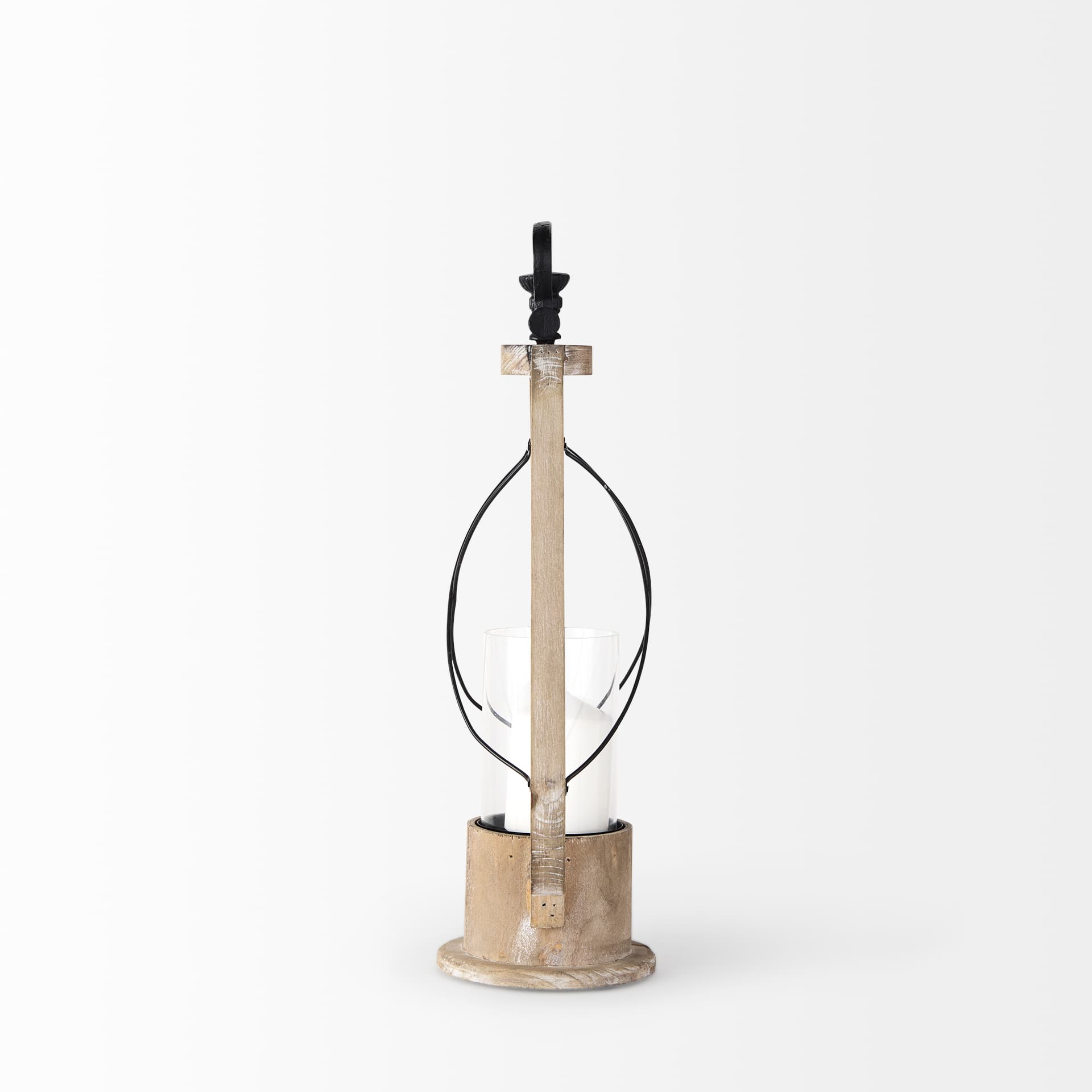 Zain I Small Brown Wooden Vintage Inspired Candle Holder Lantern — product photograph