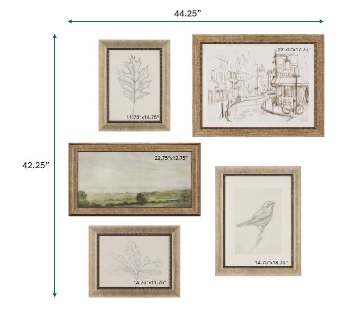 Soft Shadows (Set of 5) by Mercana Studio a Hand Embellished Framed Art Print — product photograph
