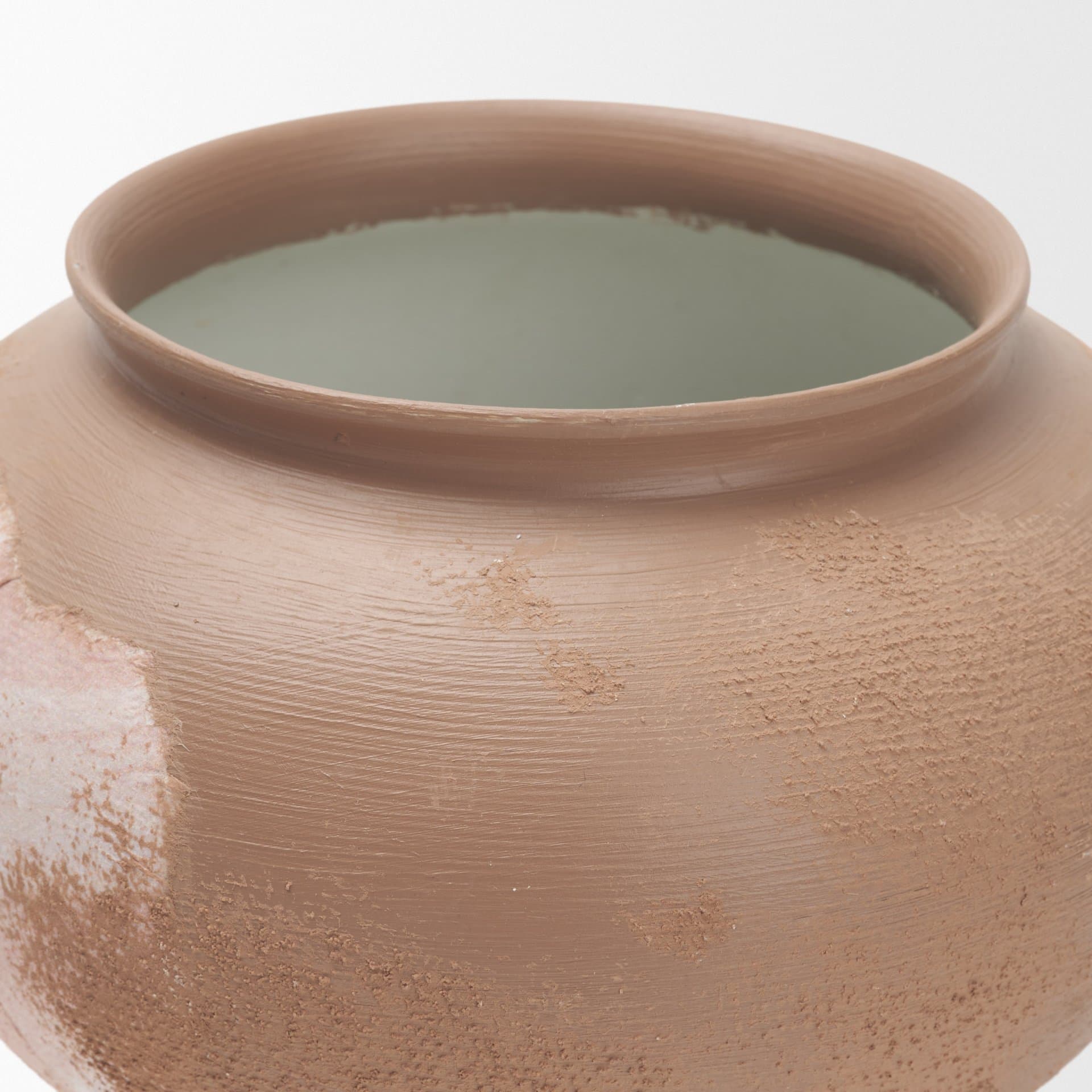 Velo Brown w/White Hand-Painted Terracotta Decorative Vase — product photograph