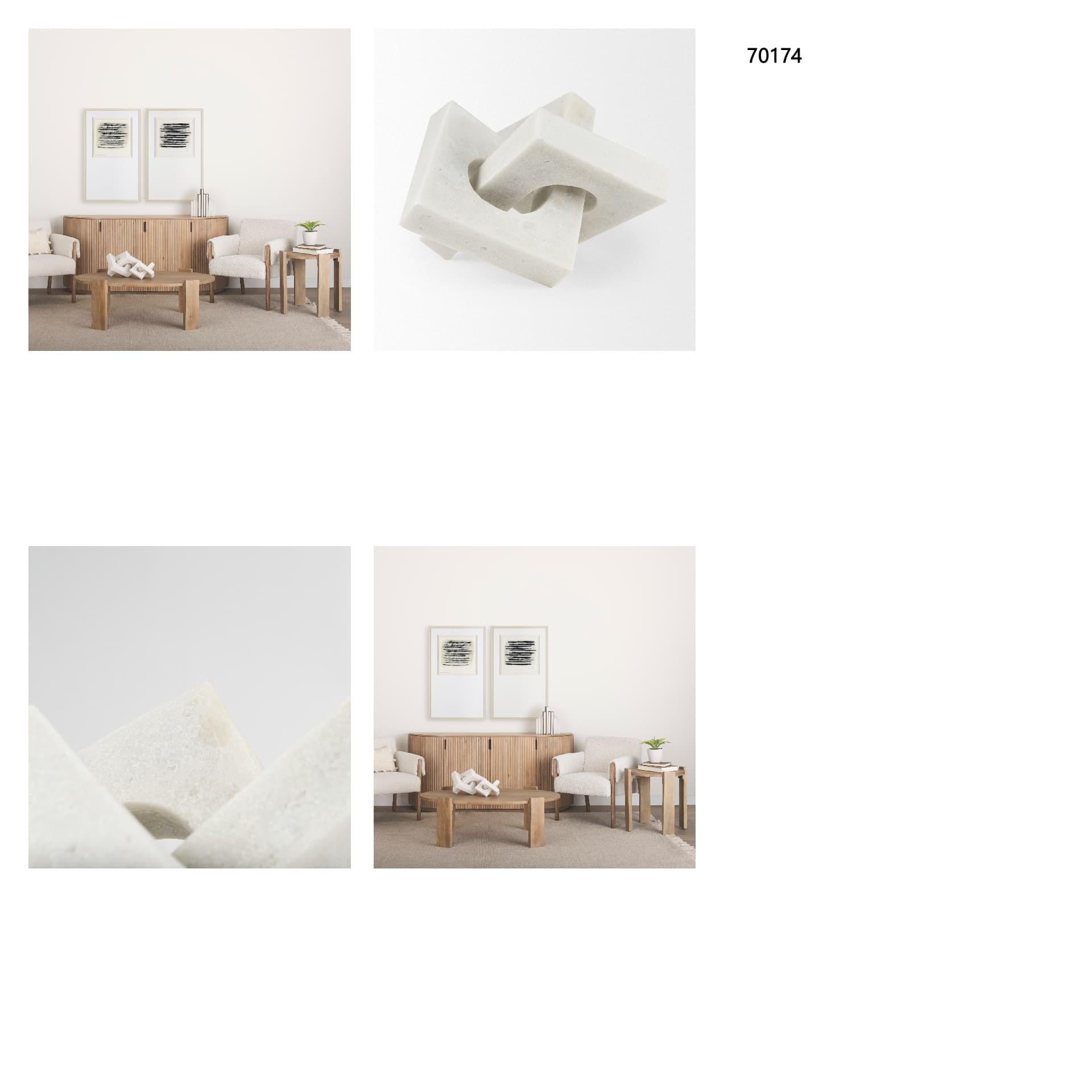 Linx Large Granite Resin Sculpture Decorative Object — in a styled room