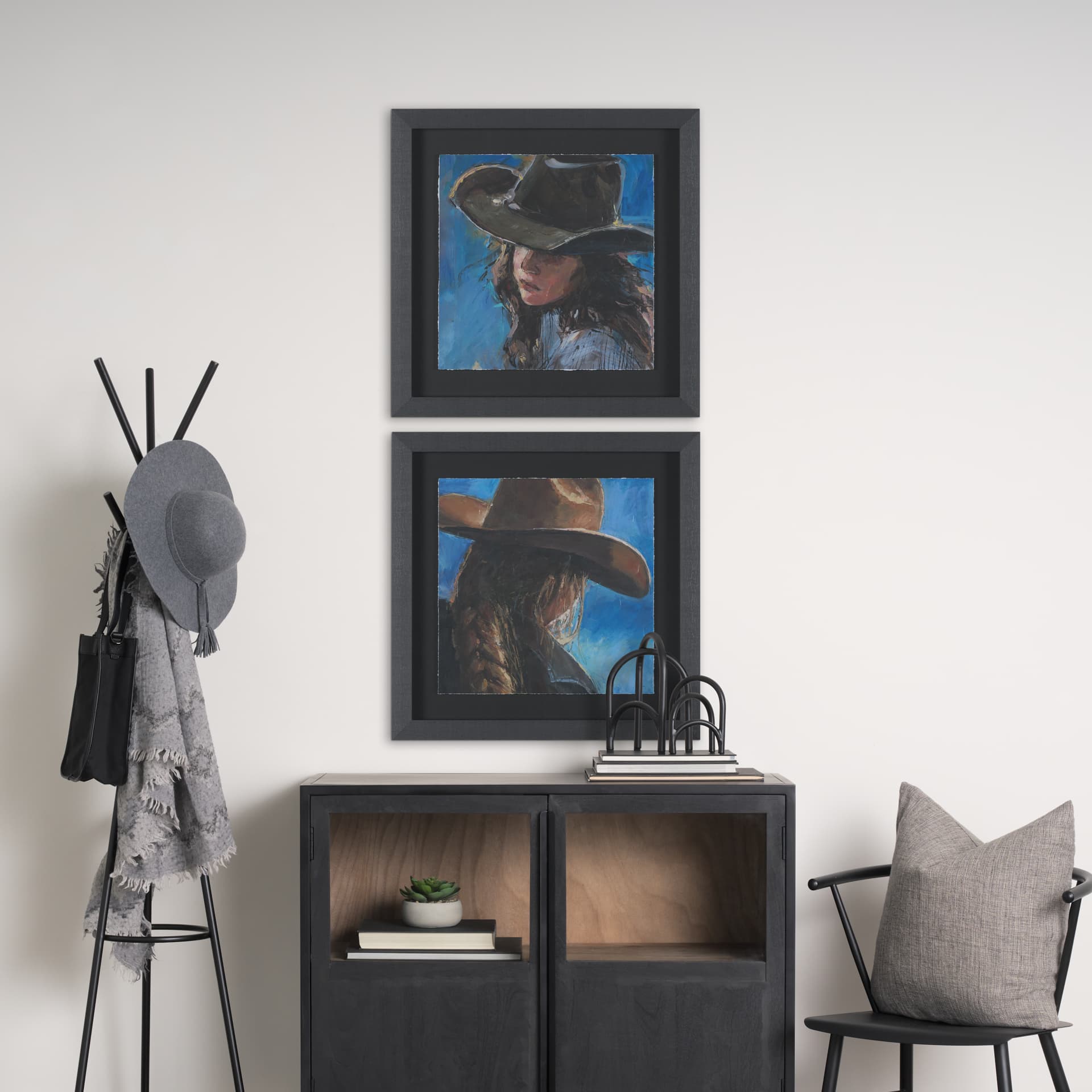 Round Up IV by Mercana Studio Textured Framed Artwork Matted under Glass — in a styled room