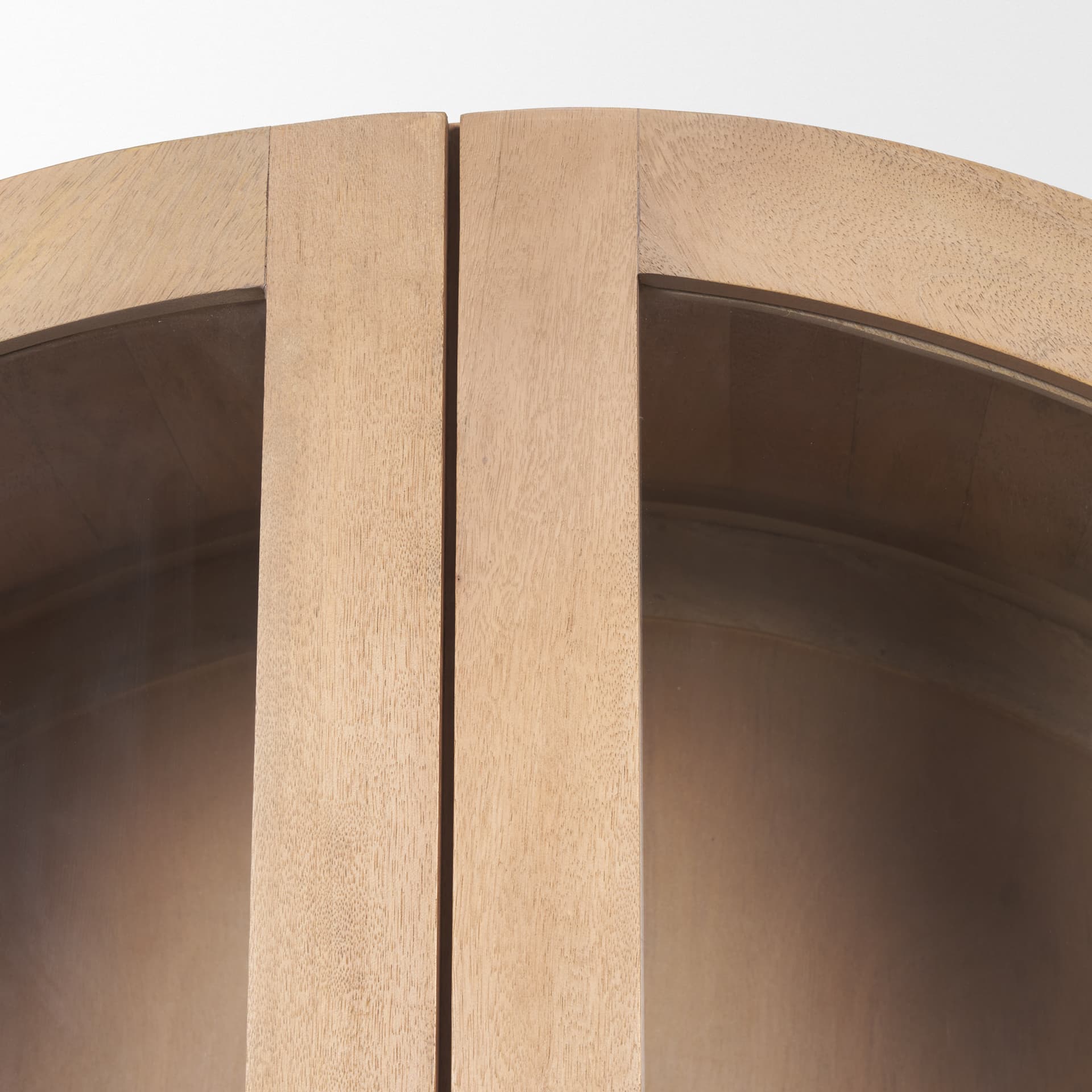 Suri Light Brown Wood W/Glass Doors Arched Curio Cabinet — product photograph