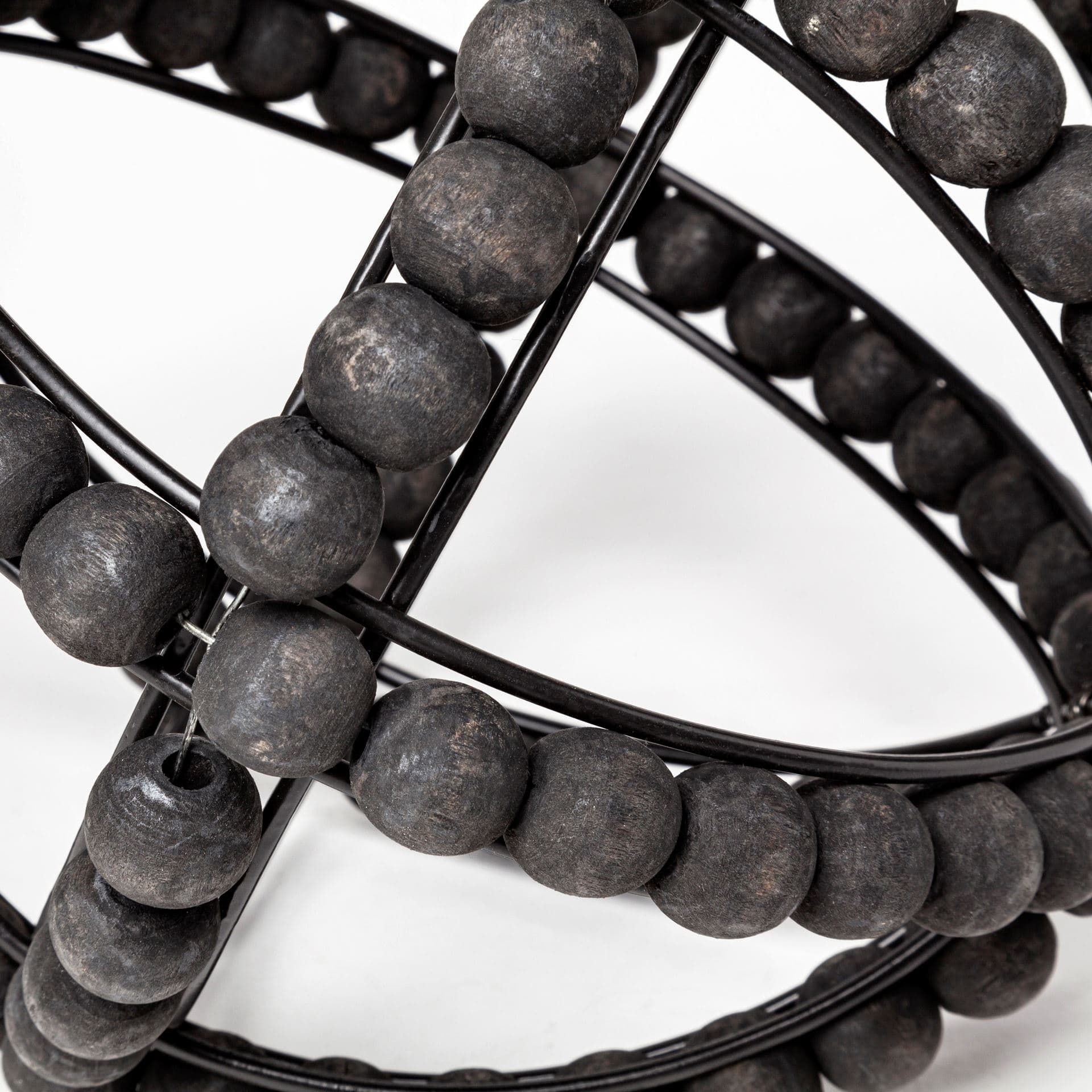 Earnhardt I Small 9L x 9W Black Wooden Beaded Orb — product photograph